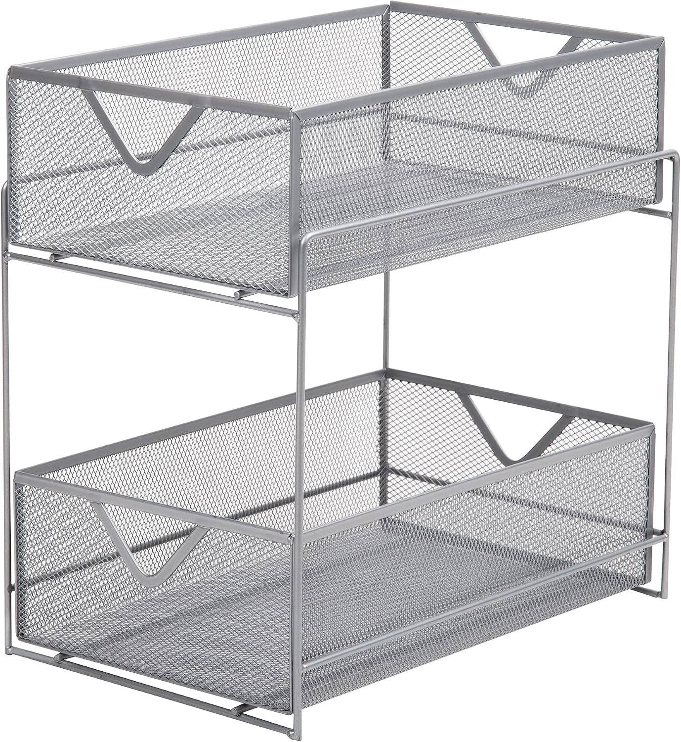 Mind Reader CABASK2T-SIL Accessory Organizer, Supply Storage, Makeup, Metal, Silver