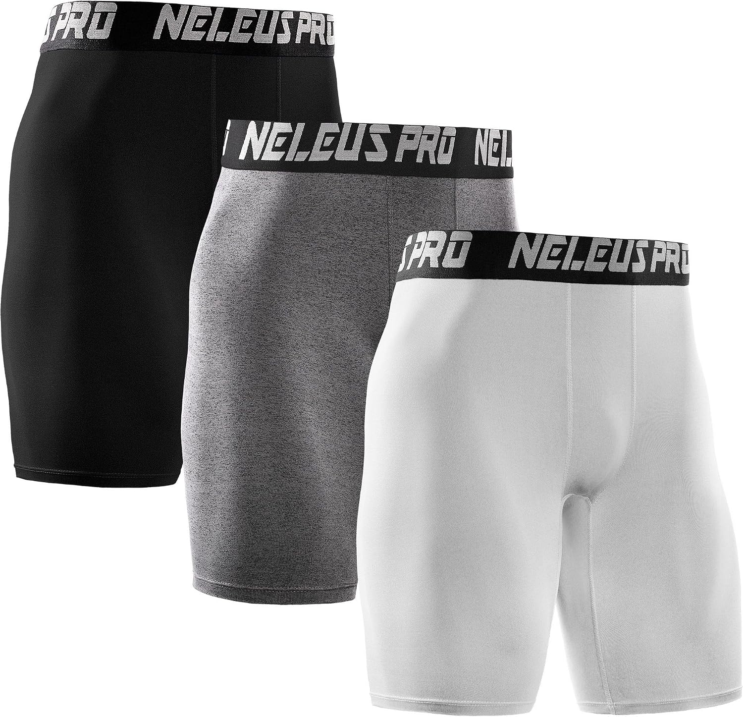 NELEUS Men's 3 Pack Performance Compression Shorts