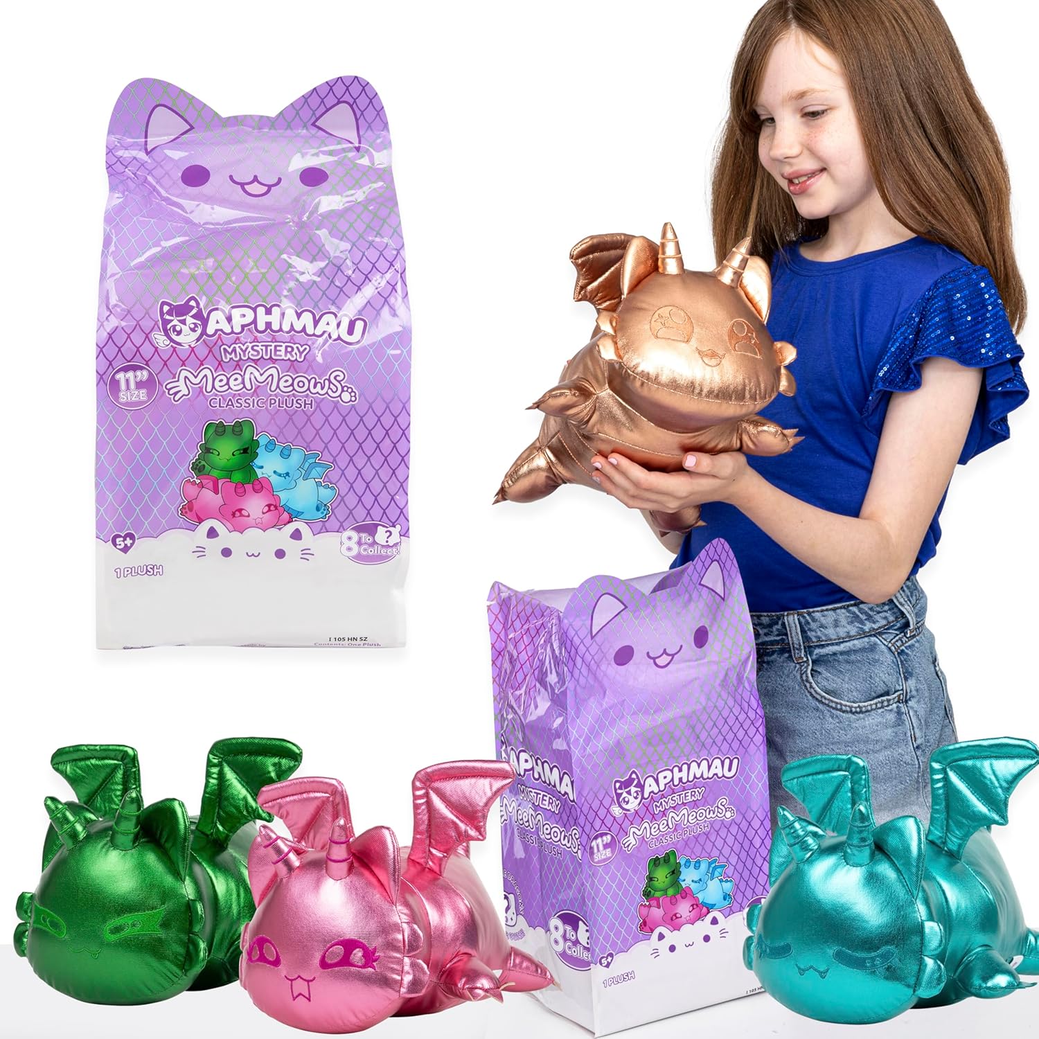 Aphmau MeeMeows 11” Classic Mystery Plush, Dragon, YouTube Minecraft Gaming Channel, Plush Mystery Box, Blind Box, 1 of 8 Possible Dragon MeeMeows, Official Merch