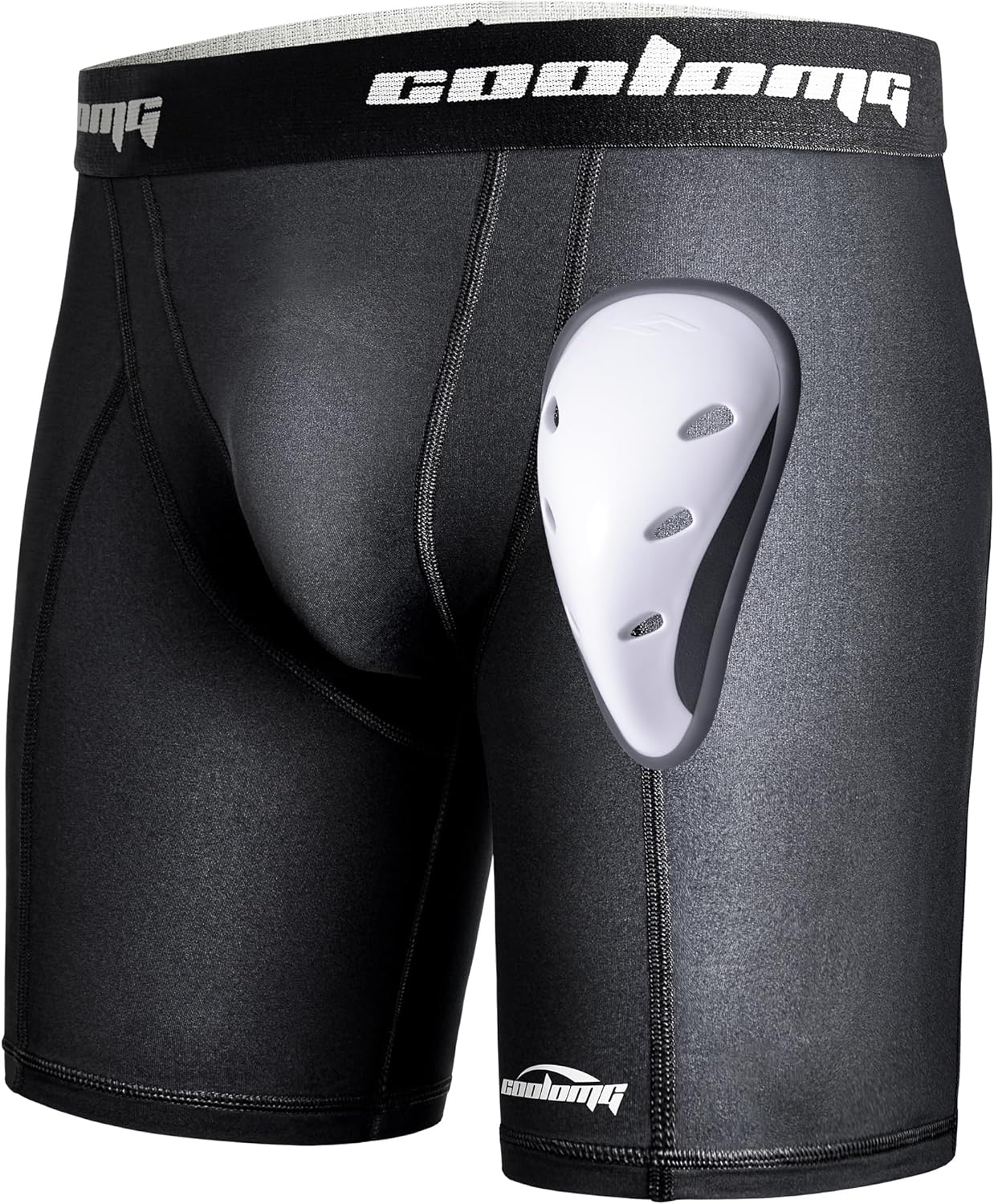 COOLOMG Mens Compression Shorts with Cup Athletic Baseball Underwear for Football MMA Lacrosse Field Hockey