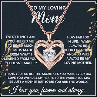 Mothers Day Gifts For Mom From Son Daughter Mom Necklace For Women New Mom Gifts Birthday Christmas Gifts With Heartfelt Message & Lighted Box (Sterling Silver plated rose gold, 682-love heart 04)