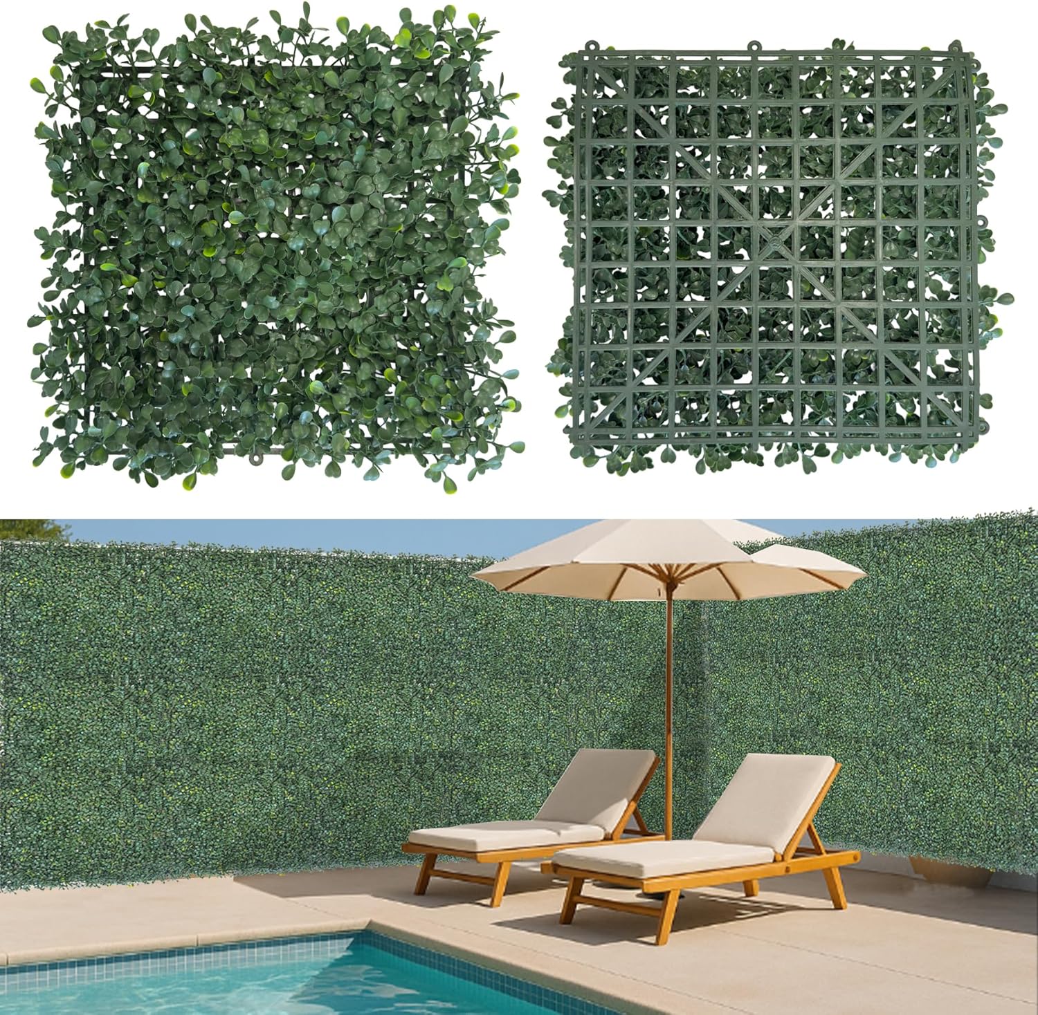 Grass Wall Panels,20" X 20" 12Pcs UV-Anti Boxwood Panels,Artificial Grass Wall with New PE Leaves Greenery Backdrop for Indoor Outdoor Privacy,Birthday Wedding Party Decor,Green Wall Decor(33.33 SQFT)