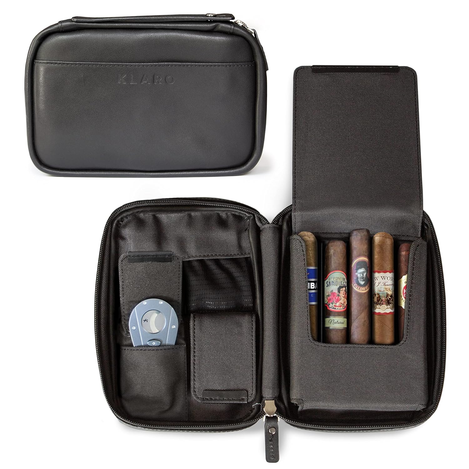 CASE ELEGANCE Klaro 5-Cigar Travel Case, Hard-Shell Protection, Black