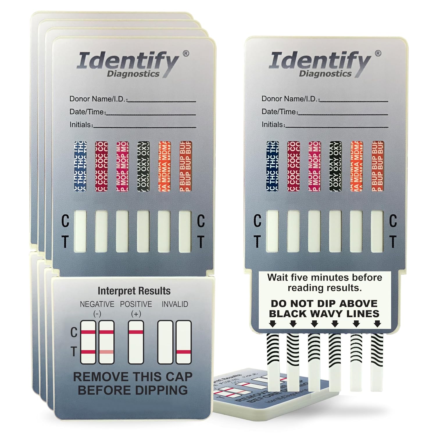 Identify Diagnostics Drug Test Cards | 50 Pack | 12 Panel CLIA Waived Instant Urine Drug Test Kit for AMP,BAR,BUP,BZO,COC,MDMA,MET,MOP|OPI,MTD,OXY,PCP,THC