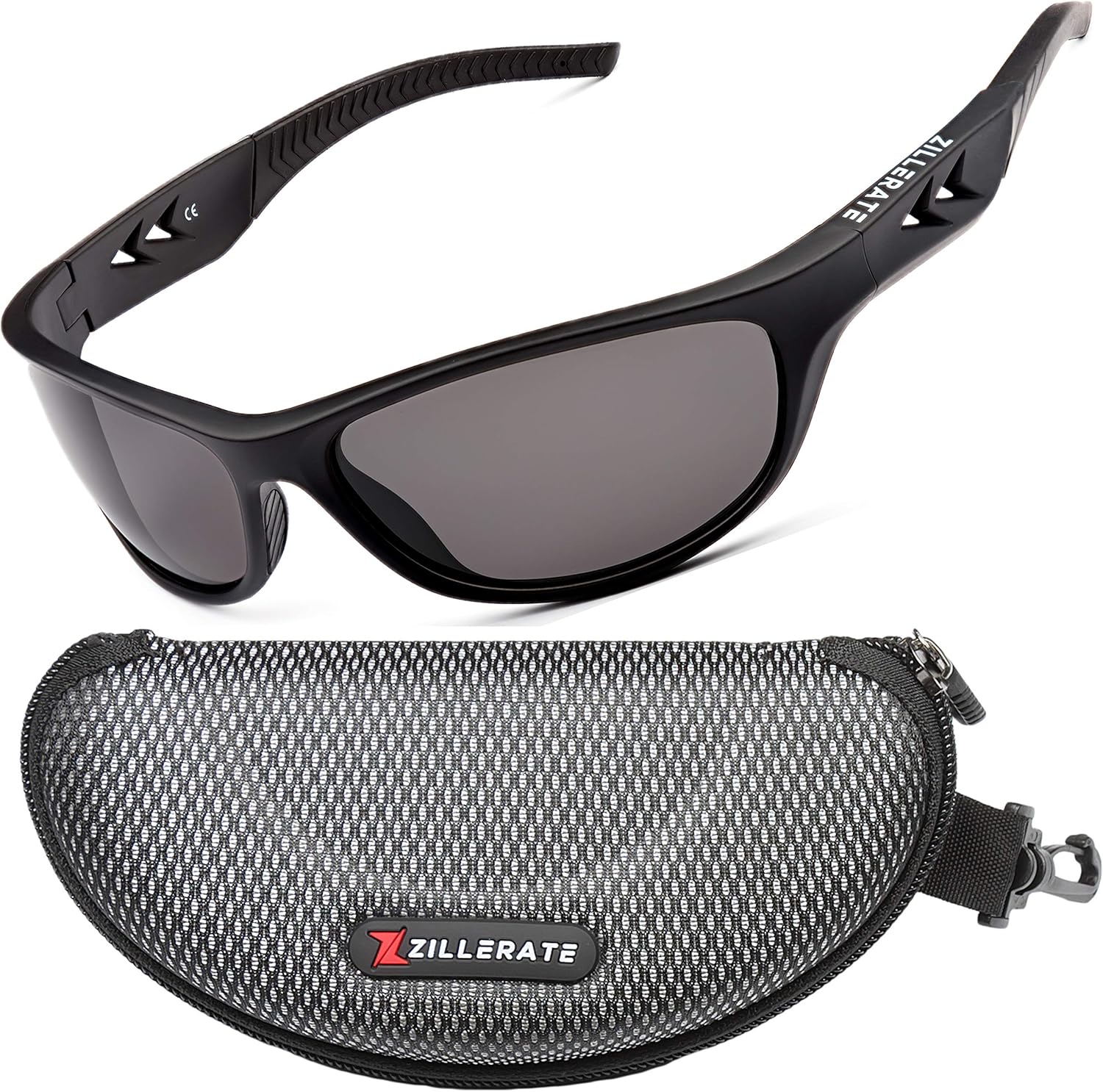 ZILLERATE Polarised Sports Sunglasses for Men & Women, Driving Cycling Golf Fishing Running Sailing Skiing, UV400 Protection, Wrap Around Lightweight Durable TR90 Frame, Accessories With Hard Case