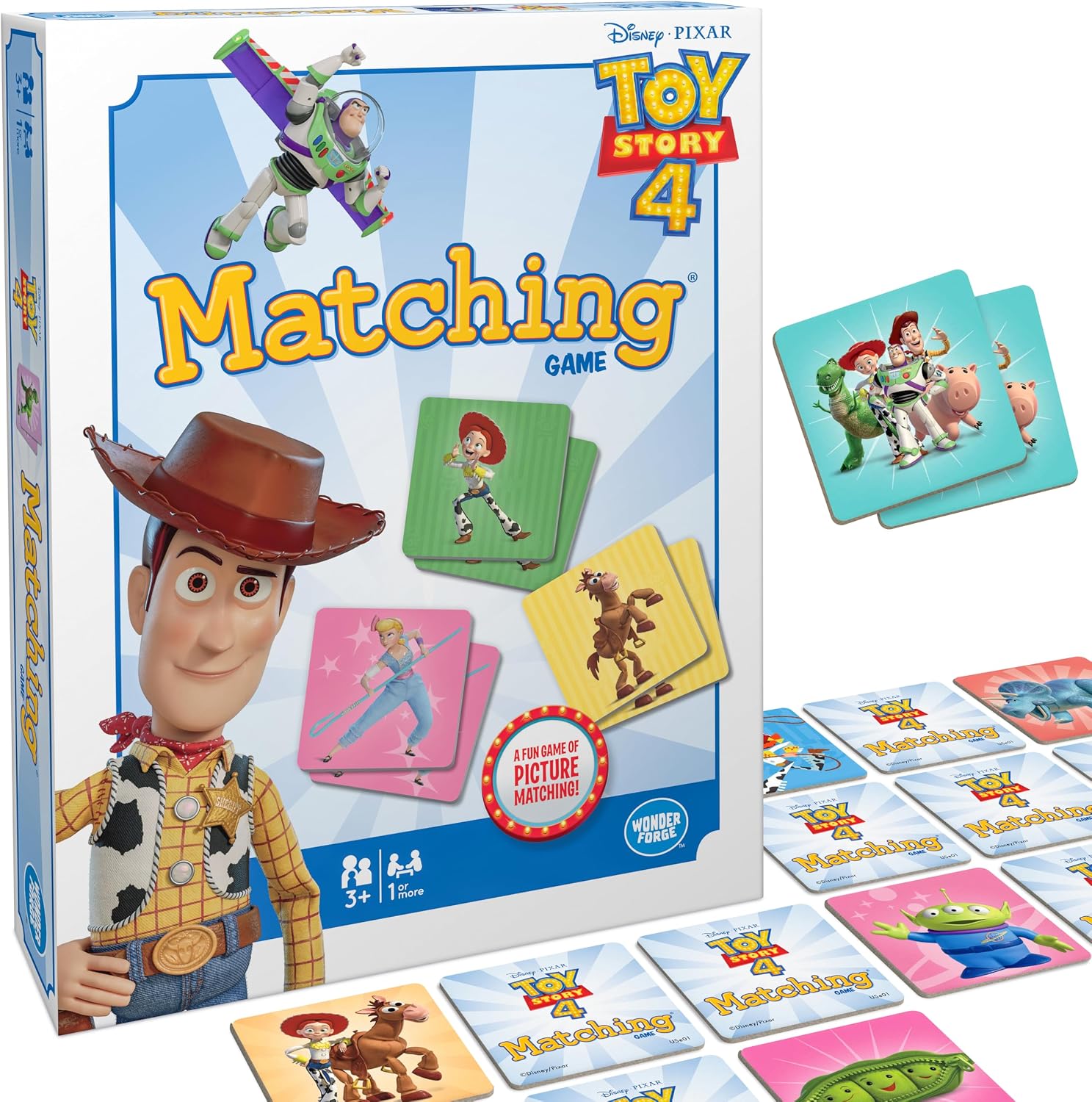 Wonder Forge Toy Story 4 Matching Game | Build Focus and Memory with Woody, Buzz, and Beloved Pixar Characters | Fun and Engaging Activity for Kids Ages 3+