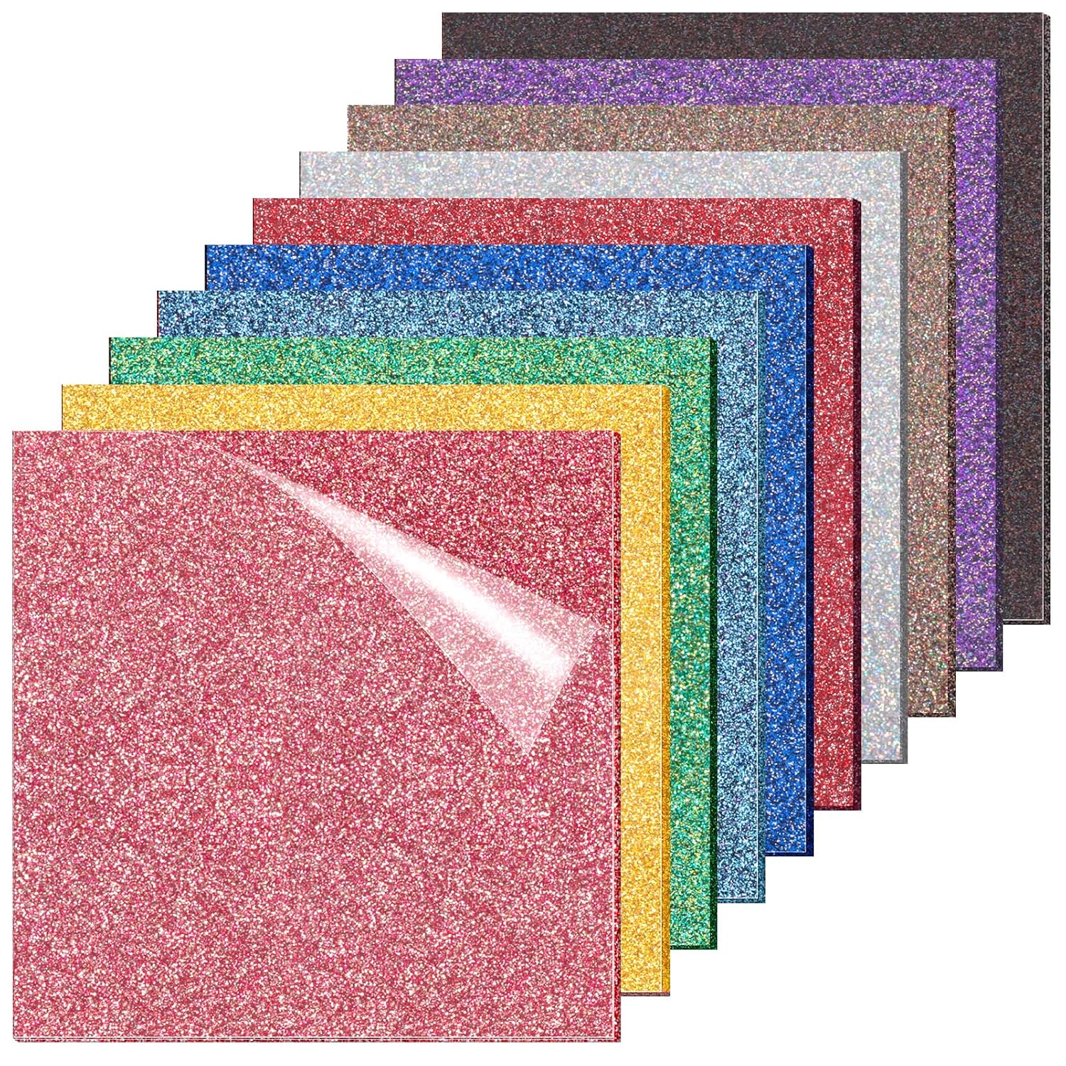 Adrattnay Glitter Acrylic Sheets for Laser Cutting, 10-Color 8 x 8in Sparkling Cast Acrylic Sheet 1/8 for Laser with Dual Protective Film for DIY Craft, Home Decor, Outdoor Signs Laser Engraving Blank