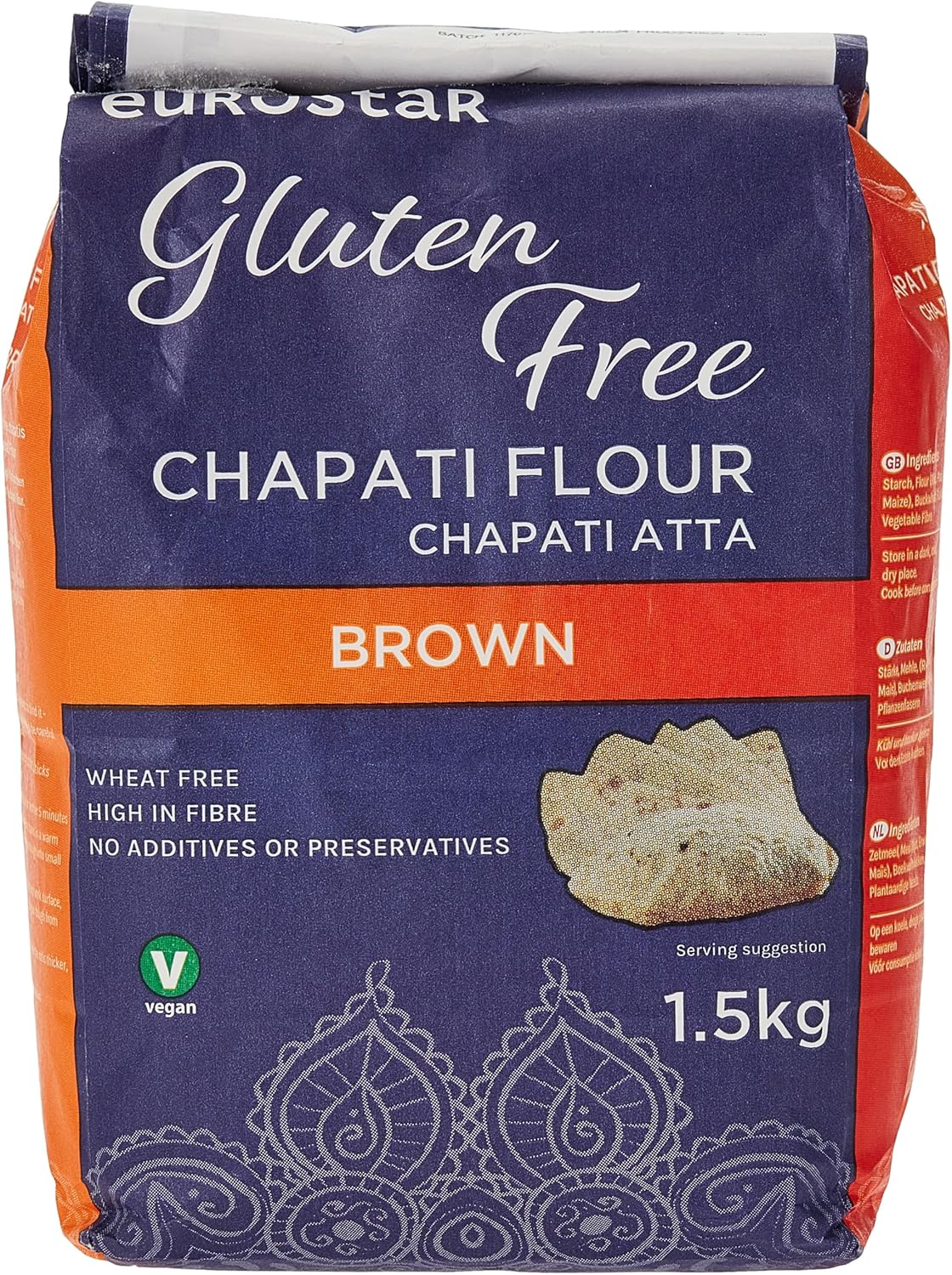 Eurostar Chapati Atta Gluten Free Flour (Medium Brown, 1.5kg)