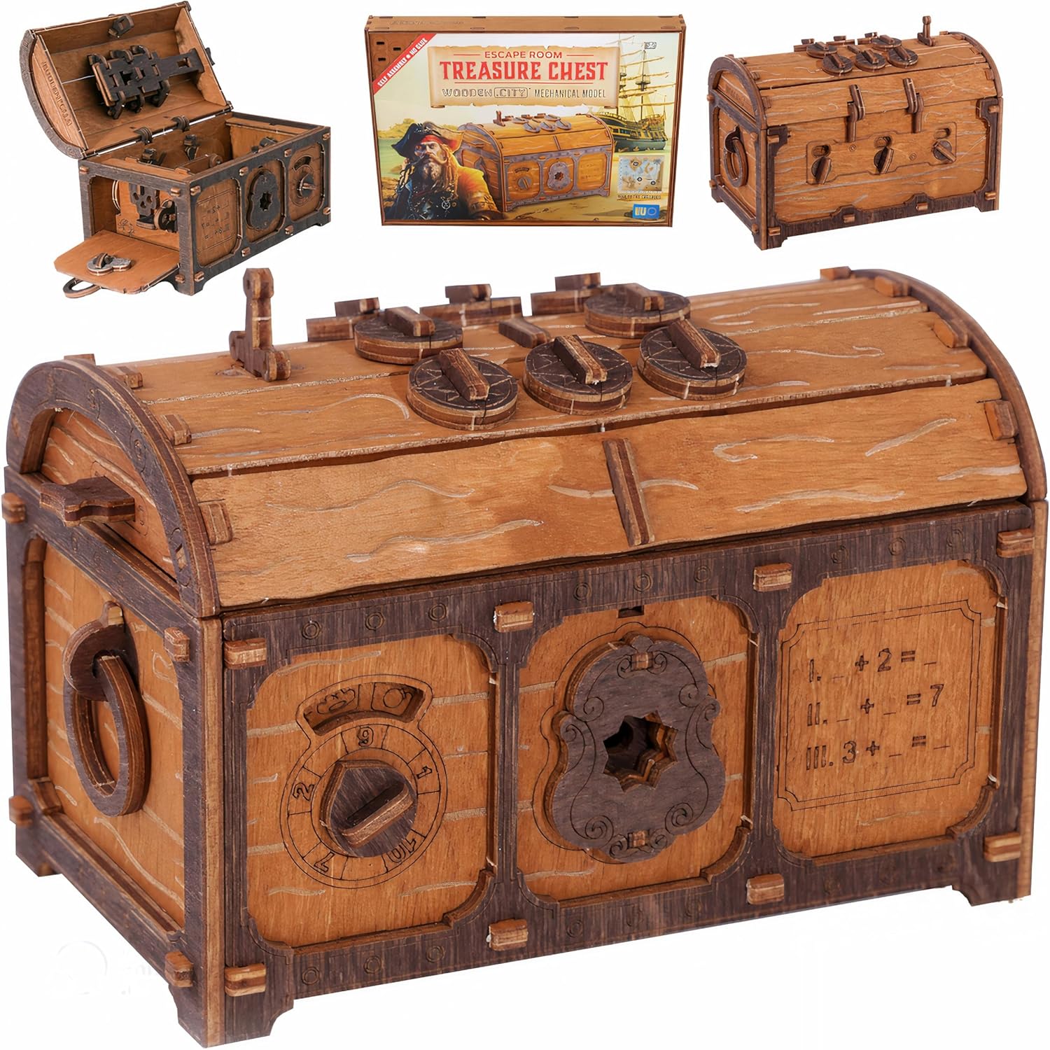 WOODEN.CITY Puzzle Box - Escape Room in a Box with Secret Opening Mechanism - Clue box Mens Puzzle, Adult Puzzle Box - Brain Teaser Treasure Chest, Made in EU