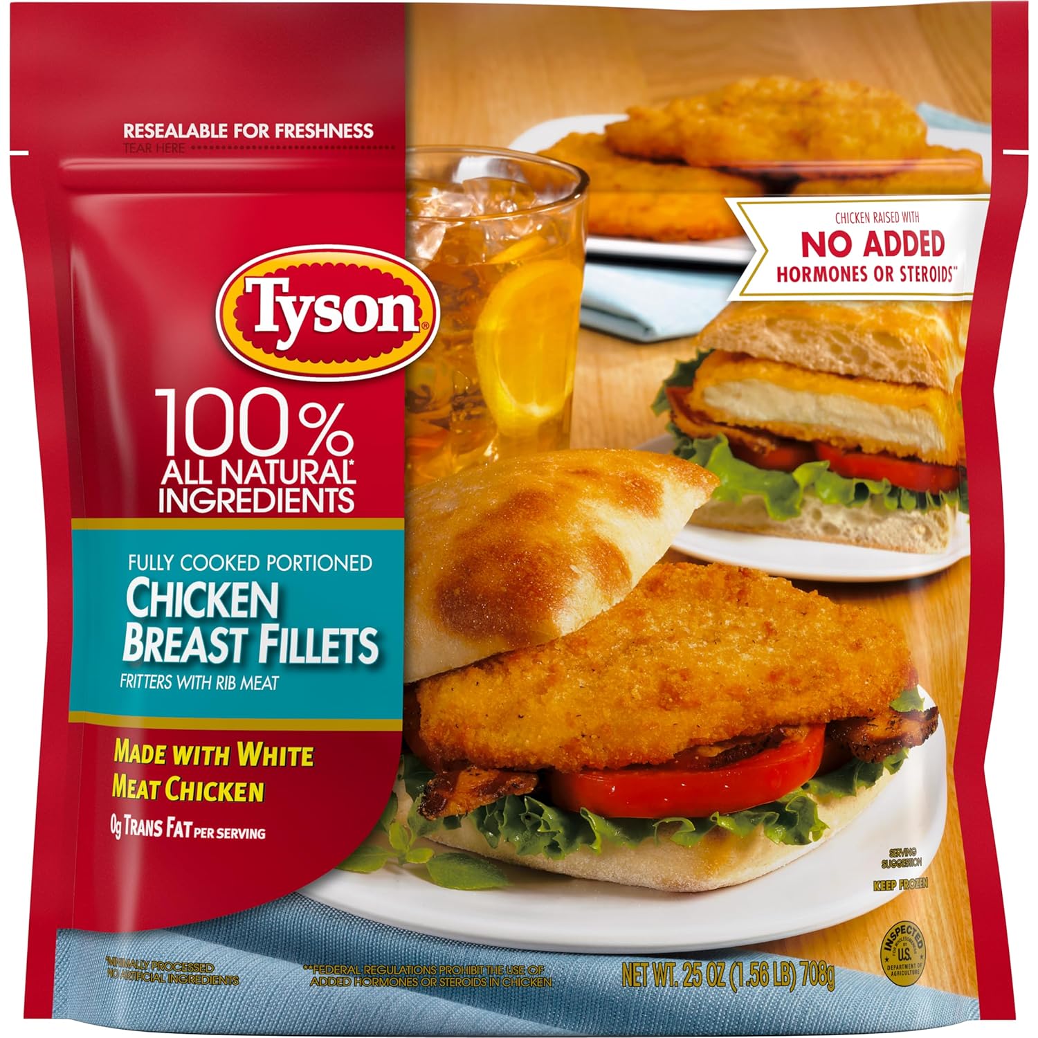 Tyson Fully Cooked Portioned Chicken Breast Fillets, 25 oz. (Frozen)