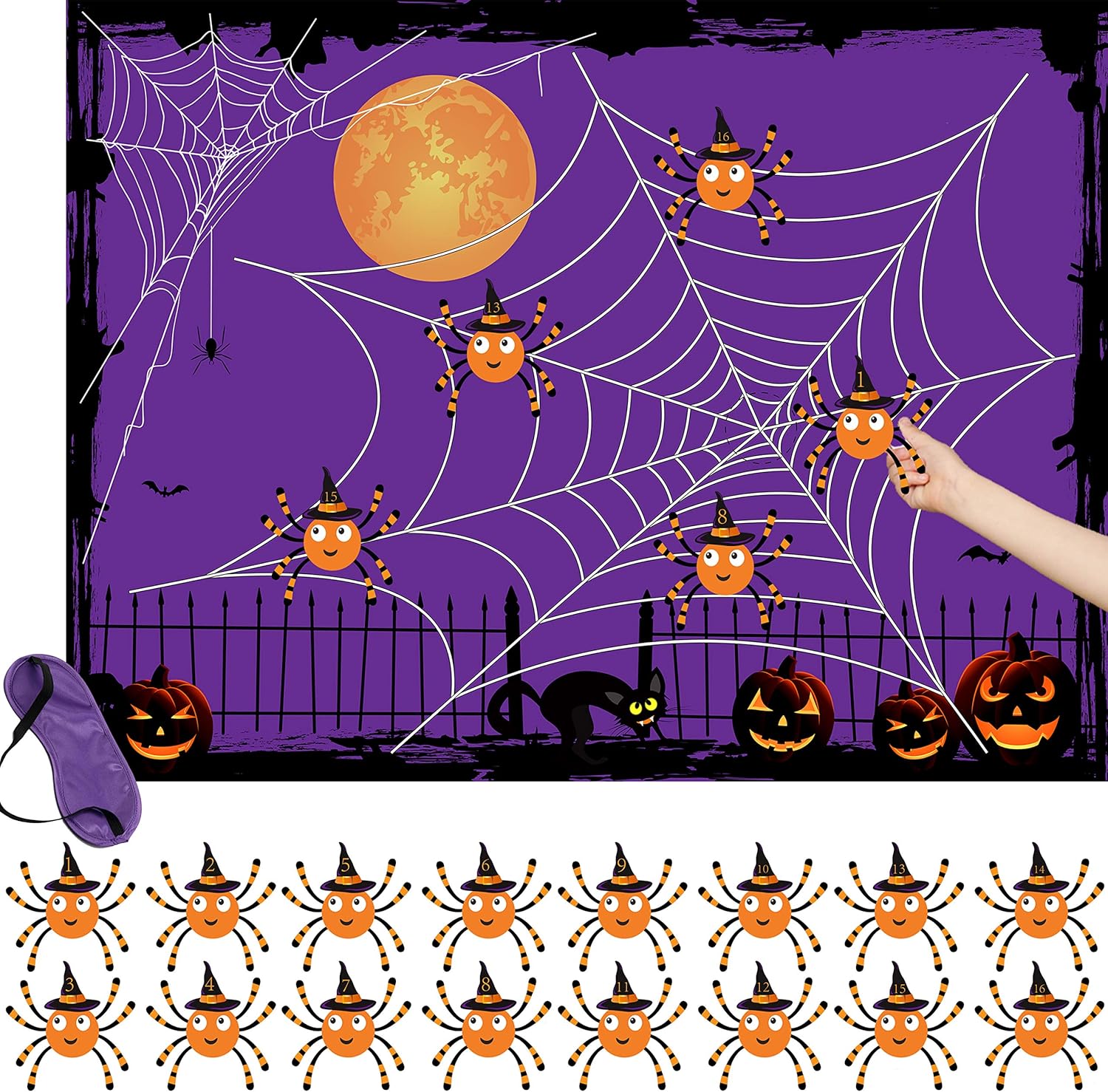 Halloween Pin The Spider on The Web Game for Kids Halloween Party Favors and Games Halloween Party Games Activities