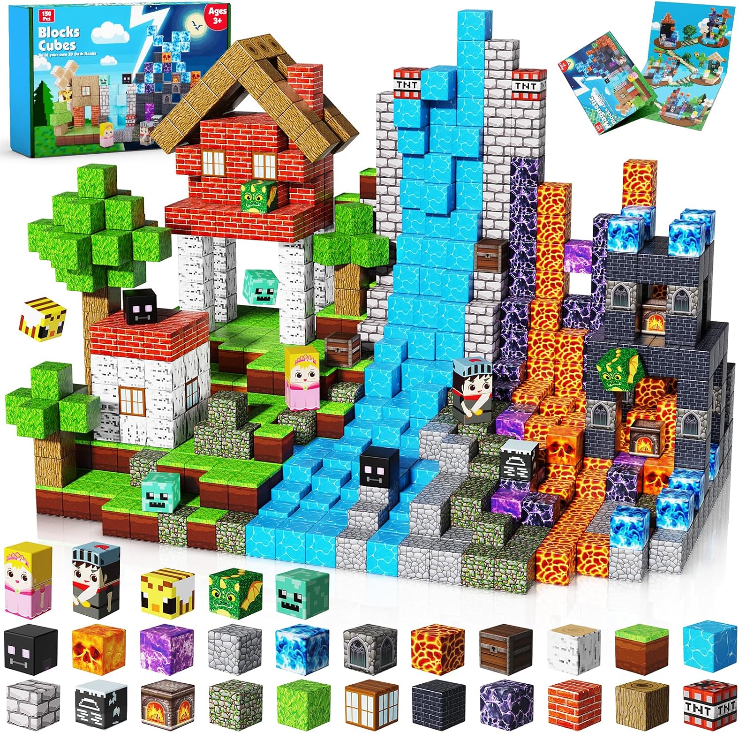 Goody King Magnetic Blocks-150PCS Magnetic Building Blocks Tiles, Construction Toys STEM Montessori Sensory Toys for Kids Boys Girls Ages 3 4 5 6 7 8 9 10 Birthday Gifts