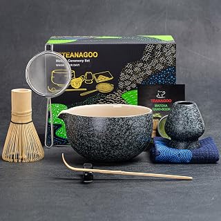 TEANAGOO Matcha Whisk Set,7 Pcs Matcha Set,Matcha Kit for Ceremony,Matcha Tea Set for Making Breakfast/Matcha Latte,Matcha Whisk and Bowl with All Accessories,Gift for Matcha Lover/Friend/Family