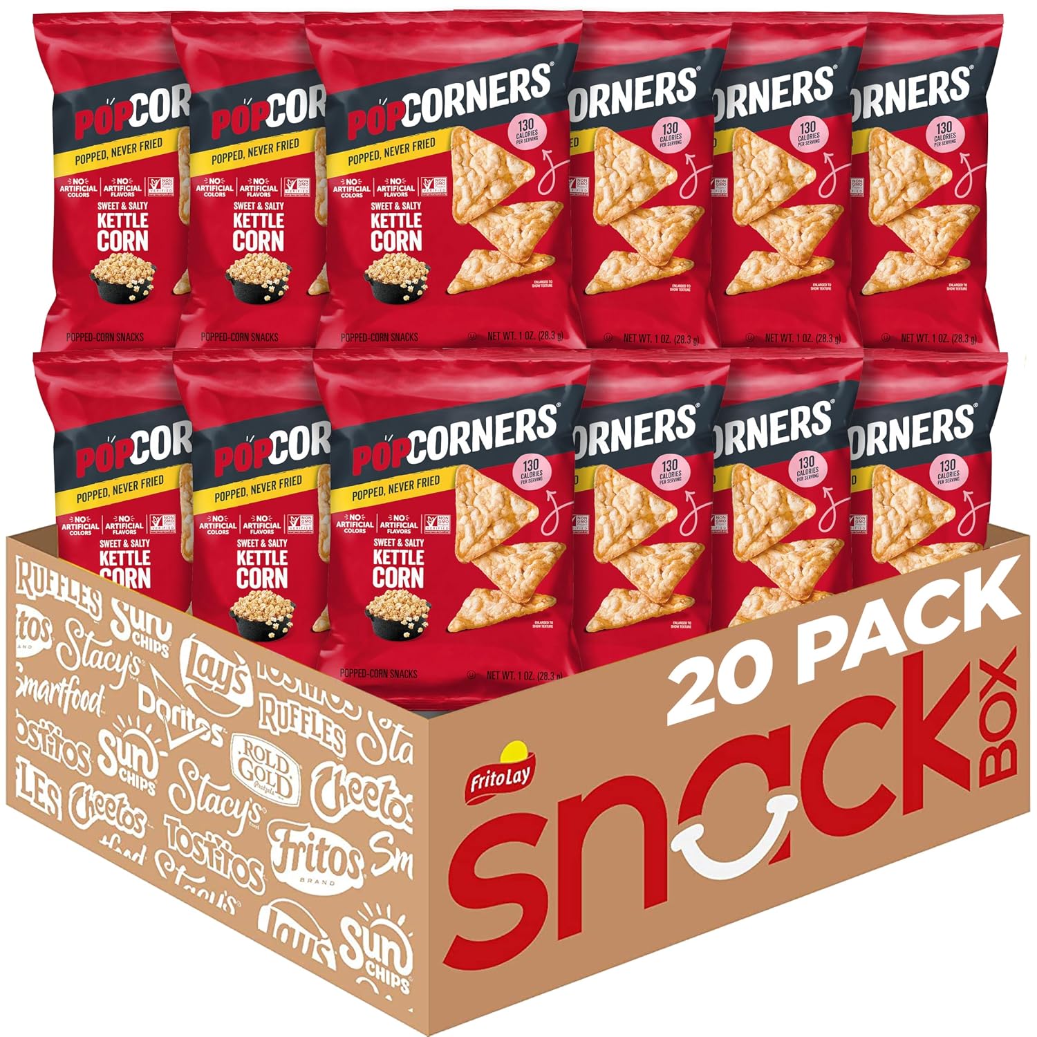 PopCorners Popped Corn Snacks, Kettle Corn, 1 Ounce (Pack of 20) (Packaging May Vary)