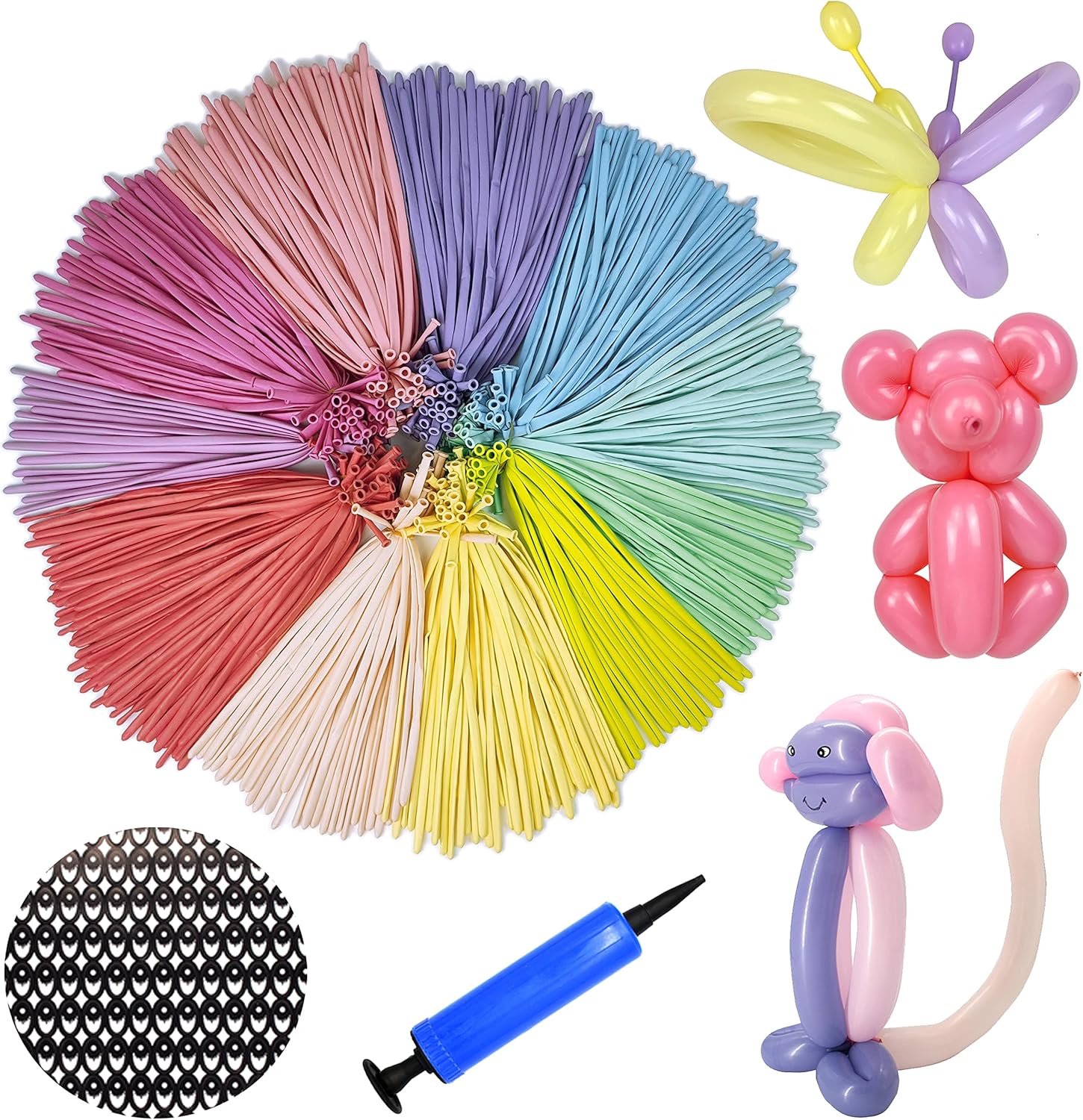 260 Balloons Pack of 100, Premium Long Latex Twisting Balloons for Birthday Wedding Festival Party Pastel Color Pack of 100
