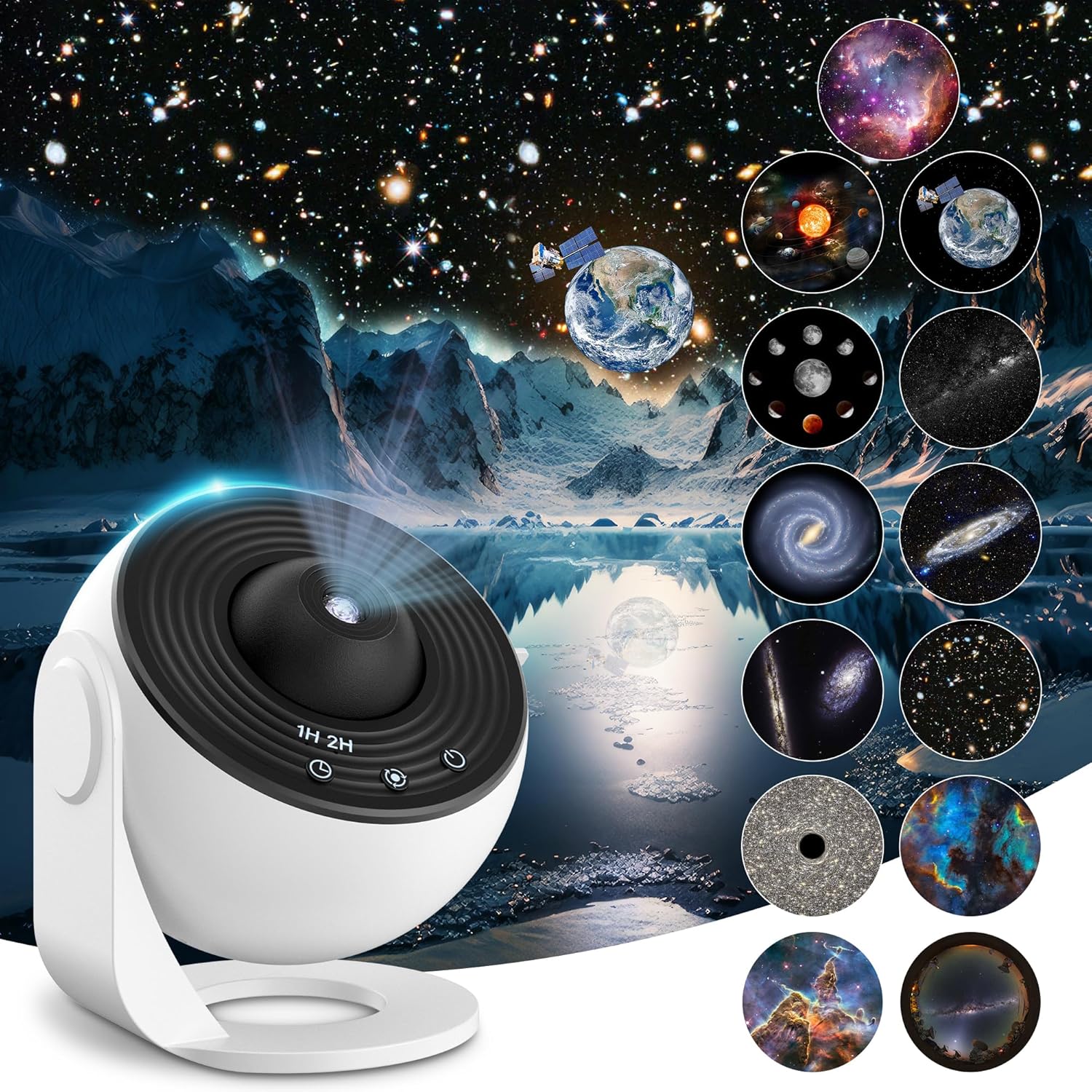 Planetarium Star Projector, Mexllex Realistic Galaxy Light Projector with 12 Planet Discs, Starry Sky Night Light Projector Lamp, Moon Night Light for Kids Adults Ceiling Bedroom Living Room