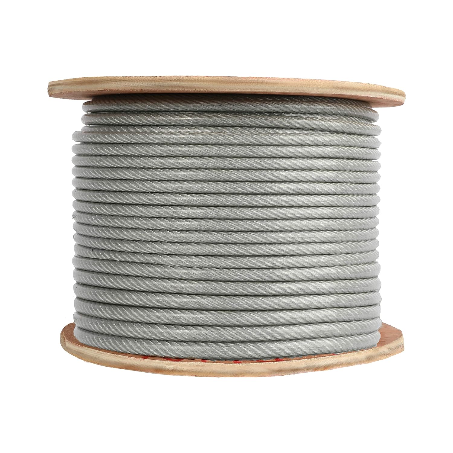 Houseables 3/16 Cable (ID), 1/4 Wire Rope (OD), Coated Wire Cable, Steel Rope, Galvanized, 7x19 Strand Core, 250 FT, Metal Clothesline, Vinyl Coated, Plastic Covered, for Railing, Decking, Aircraft