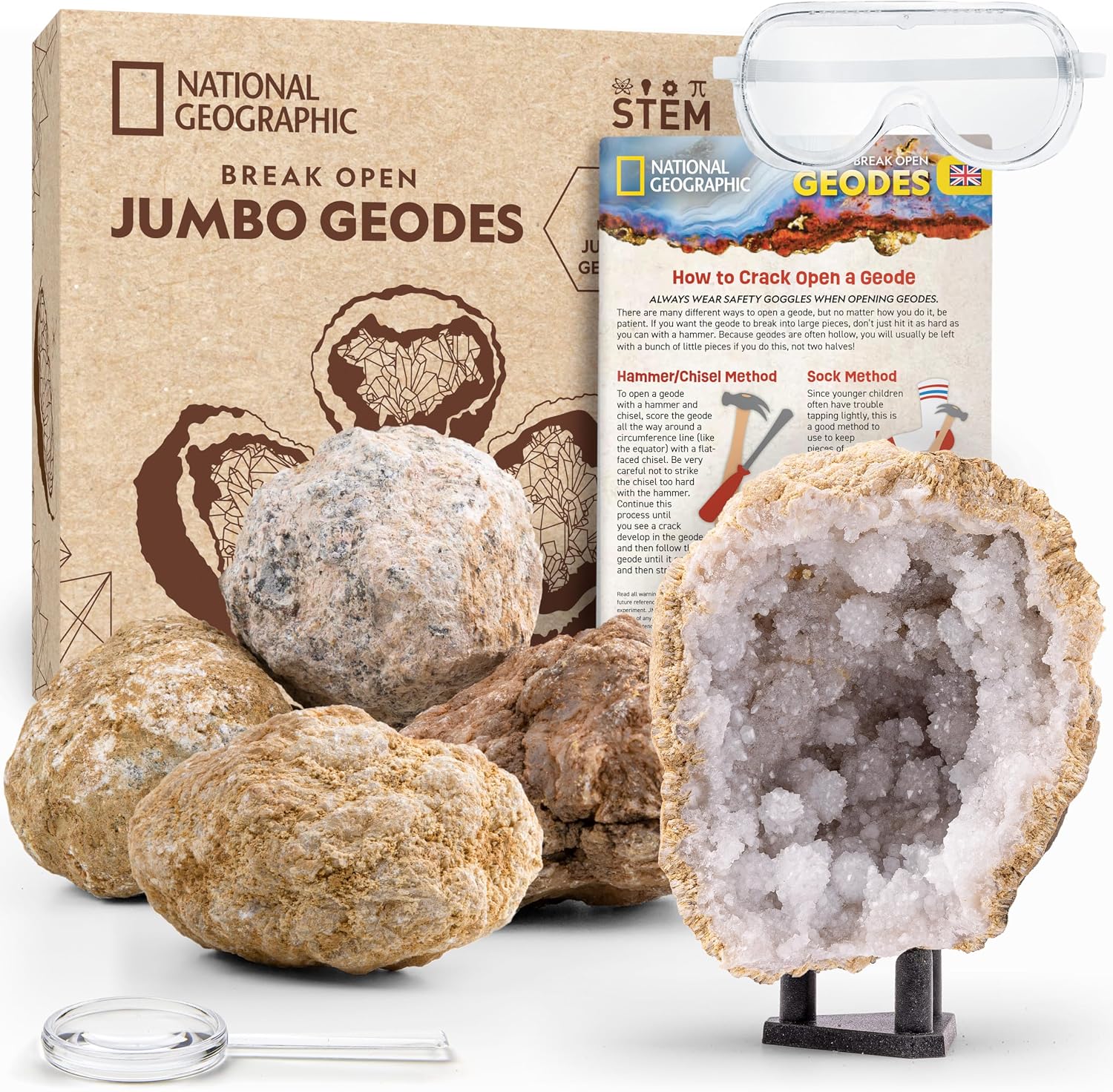 National Geographic Break Open 5 Jumbo Geodes Earth Science Kit for Kids