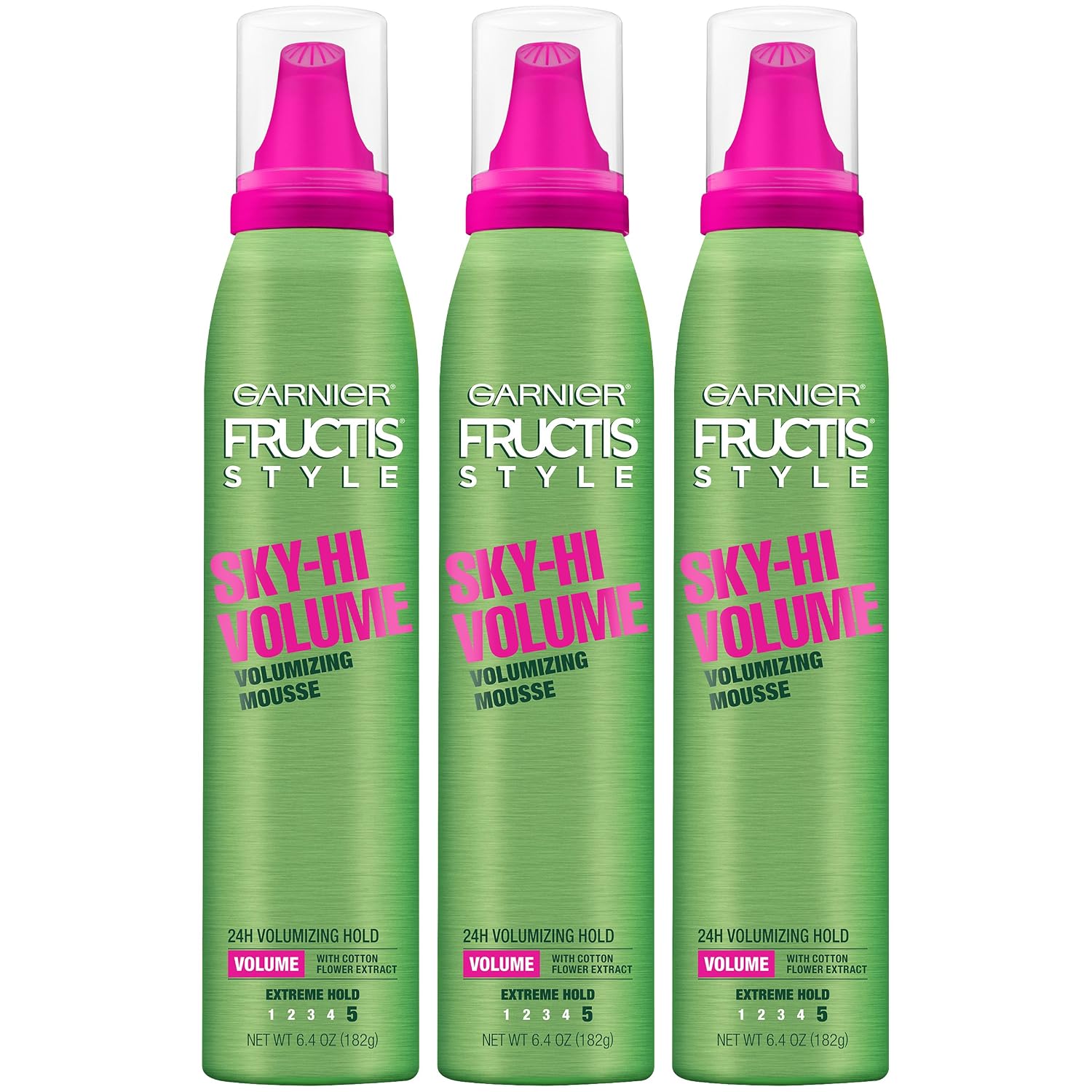 Garnier Fructis Style Sky-Hi Volume Mousse, Extreme Hold, 6.4 Oz, 3 Count (Packaging May Vary)