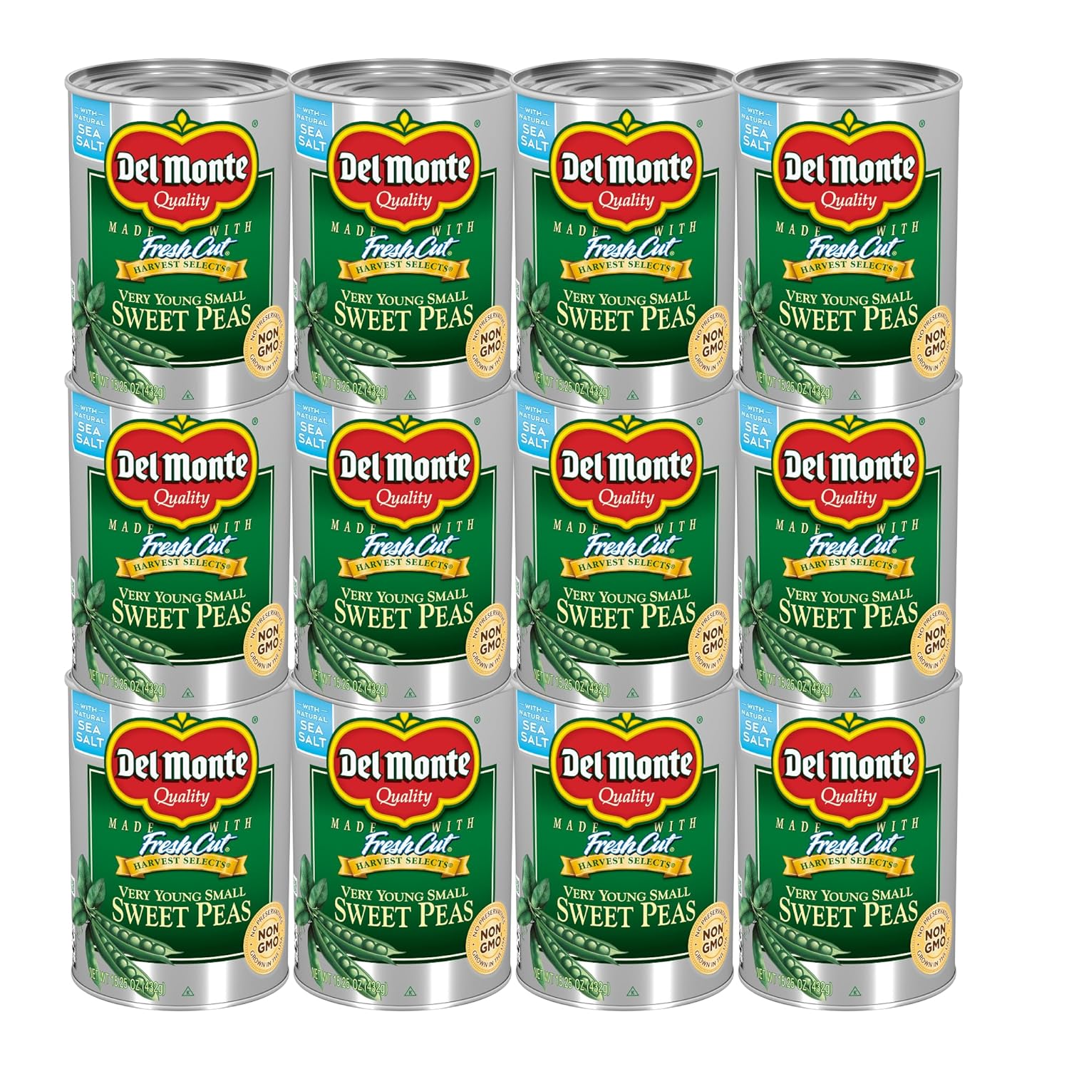 Del Monte Very Young Sweet Peas, 8.5 oz, Can (12 Pack)