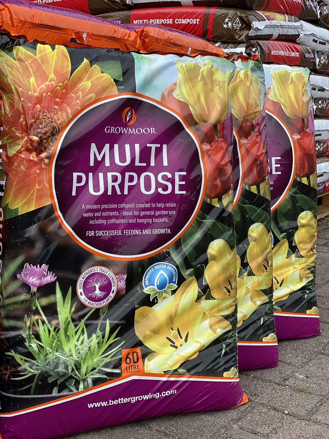 CB FUELS GROWMOOR 180L Multi-Purpose Compost (3 x 60lt Bags)