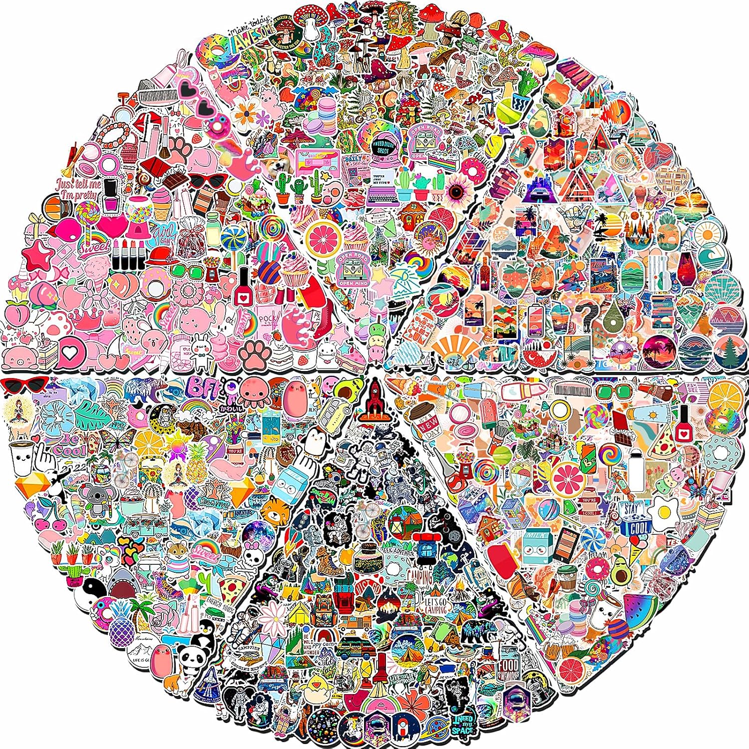 Arme 600 PCS Stickers Pack，Cute Colorful Waterproof Stickers，Vinyl Art Stickers.Valentine's Day Stickers for Water Bottles,Skateboards and Notebooks, Laptop Sticker for Teens Girls Kids Adults