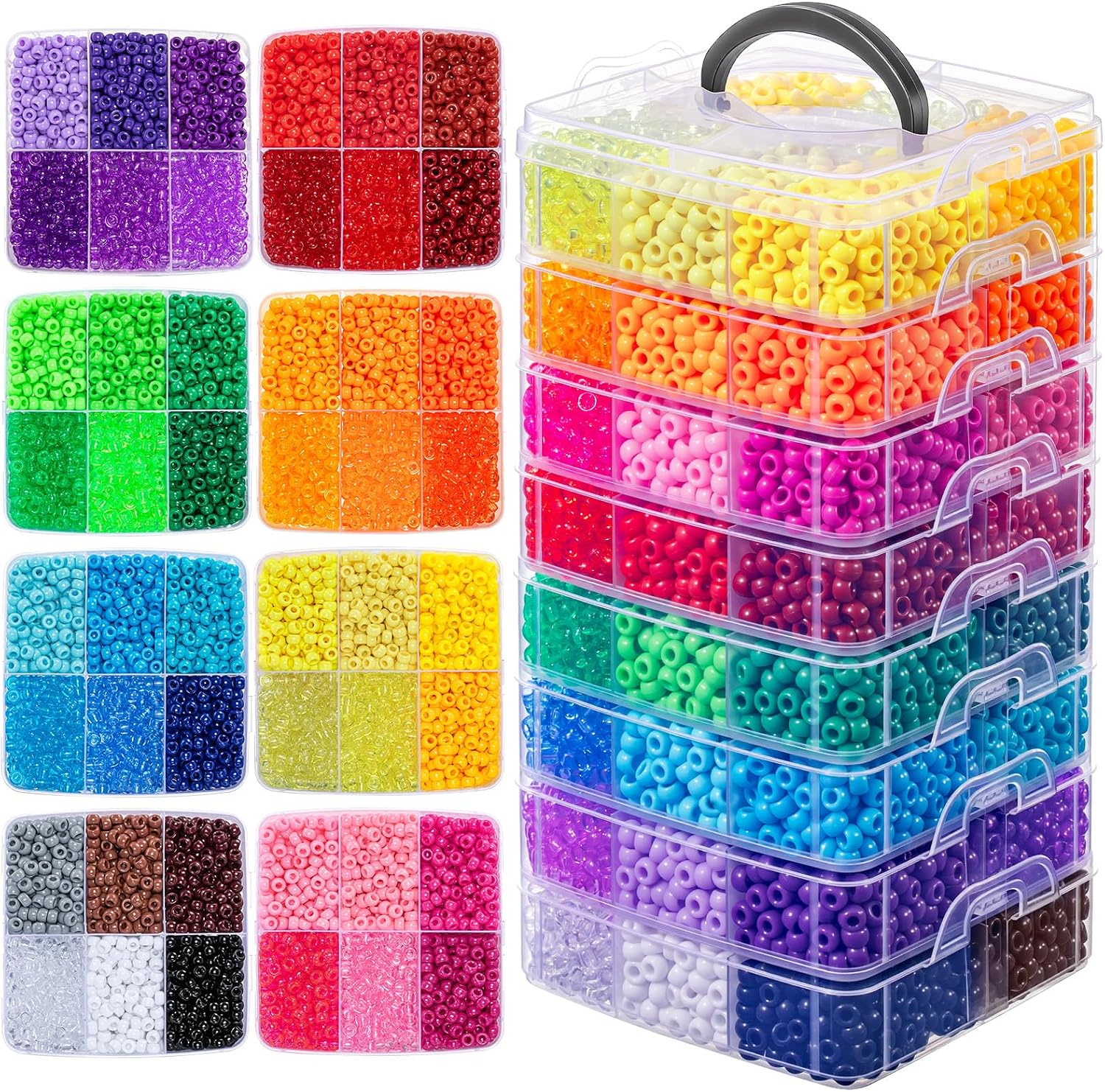 Simetufy 10000PCS Pony Beads Bulk 48 Colors Rave Kandi Bracelet Making Kit