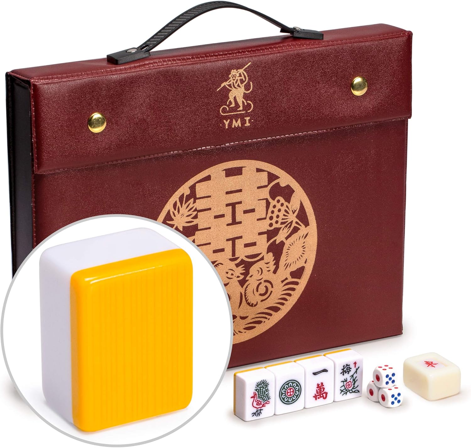 Yellow Mountain Imports Chinese Mahjong Set – Rouge Prestige – 146 Medium Tiles, Professional Set for Chinese-Style Play [中式麻將 專業套裝]