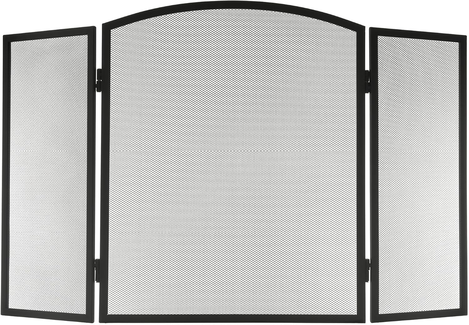 LIVIVO 3-Panel Decorative Fireplace Screen – Black Steel Mesh Flame Guard for Indoor and Outdoor Use – Folding Fire Screen Protector for Wood Burning and Coal Fires