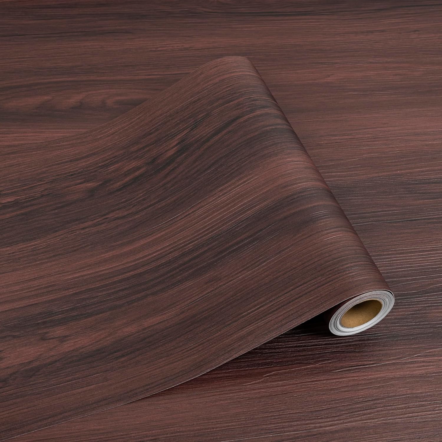 Wood Grain Peel and Stick Floor Tile, 11.8" W x 138" L / 11.3 Sq.Ft, Waterproof Vinyl Flooring Roll, Self-Adhesive for Bathroom, Kitchen, Rentals, Easy DIY, Reddish Brown