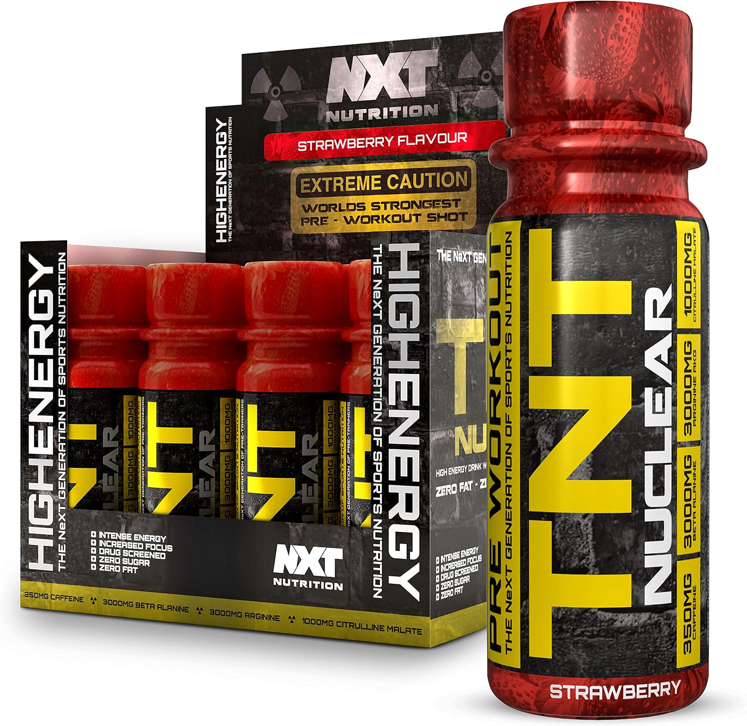 NXT Nutrition TNT Nuclear Shots - Pre Workout Energy Drink 12 x 60ml | Strawberry