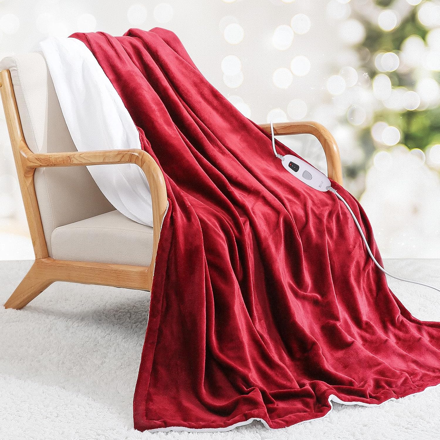 BODIOO Electric Blanket Heated Blanket 130x180cm Throw Blanket Large Soft Flannel Heating Blanket with 6-Hour Auto Shut-Off, Rapid Heating Detachable Switch Washable for Home Office Use