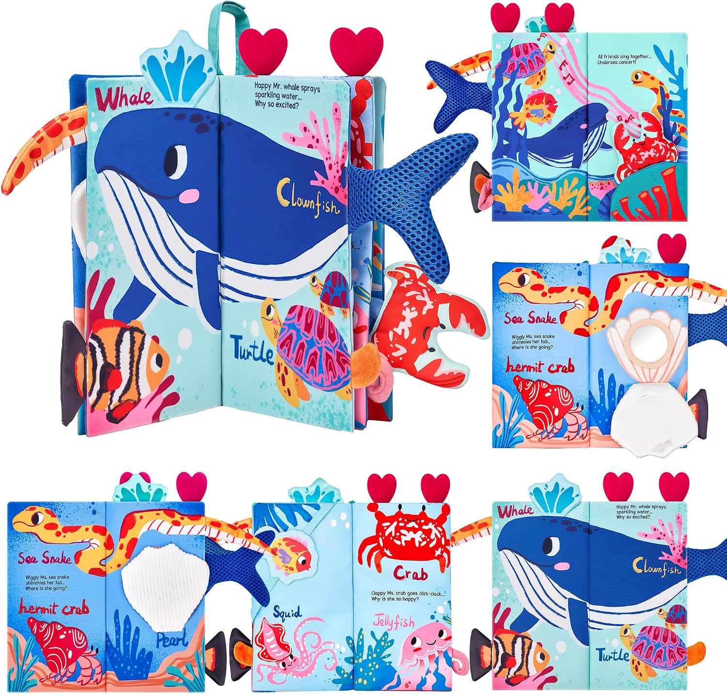 JoyCat Baby Books 0-12 Months, Ocean Tummy Time Crinkle Cloth Book