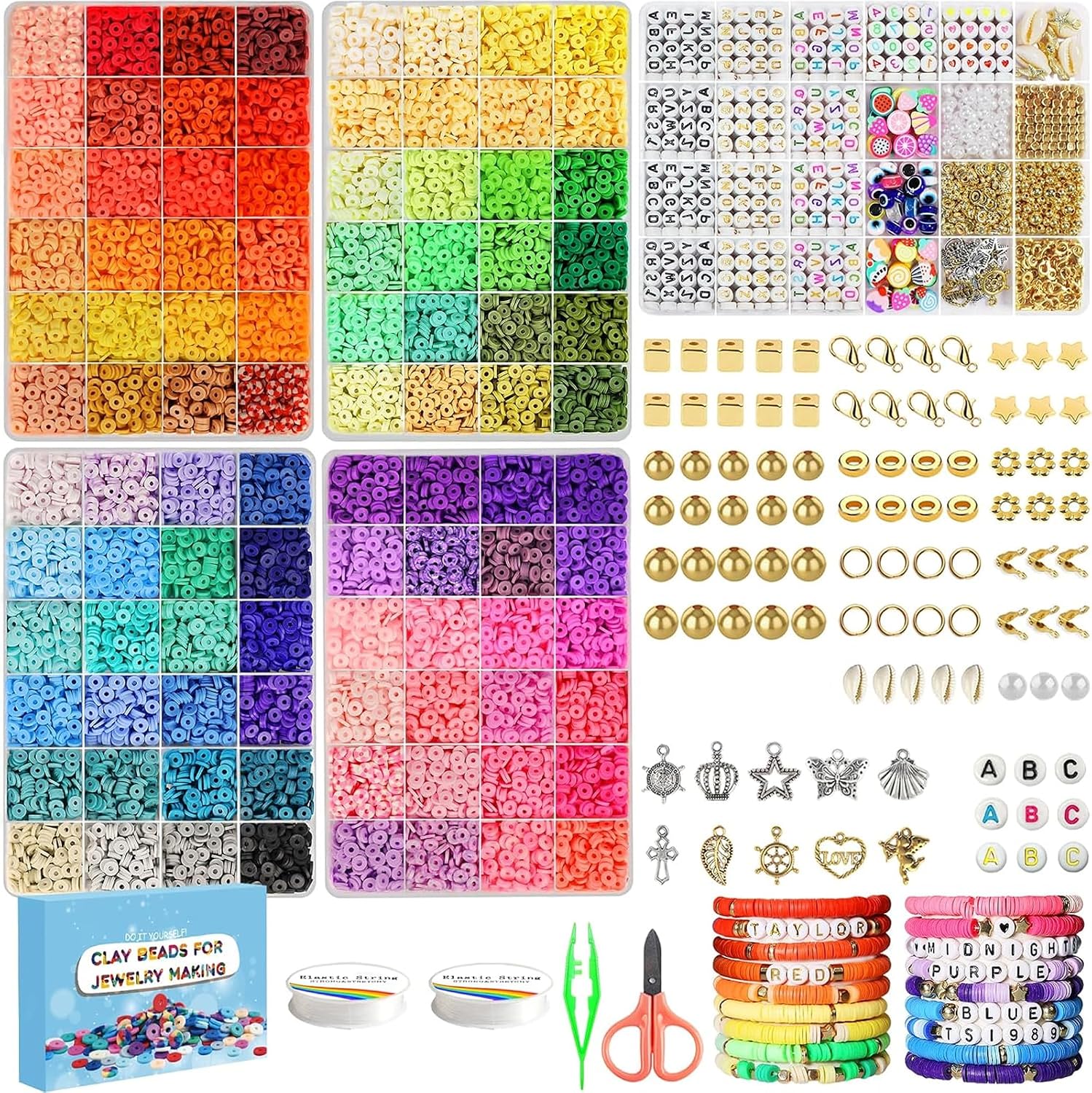 Dazhqp 20000 Clay Beads Bracelet Making Kit, 96 Colours 5 Boxes Heishi Bead