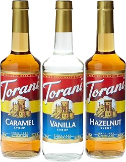 Torani Coffee Syrup Variety Pack - Vanilla, Caramel, Hazelnut, 3-Count, 25.4-Ounce Bottles (Pack of 3)
