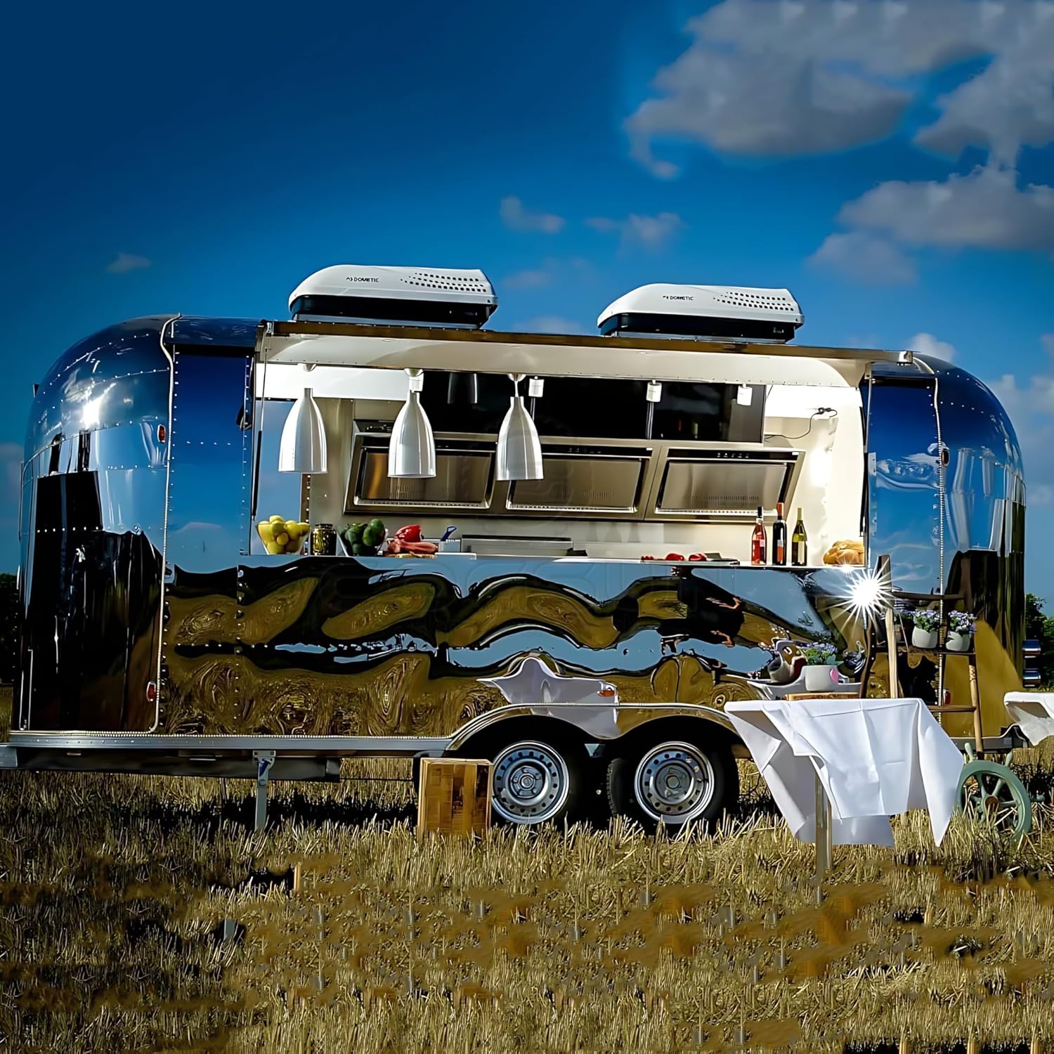 13FT Food Trailer Truck Concession Trailer Mirror Trucks Trailer Deposit Advance Payment Food Vending Cart Travel Trailer Empty Air Food Trailers for Sale
