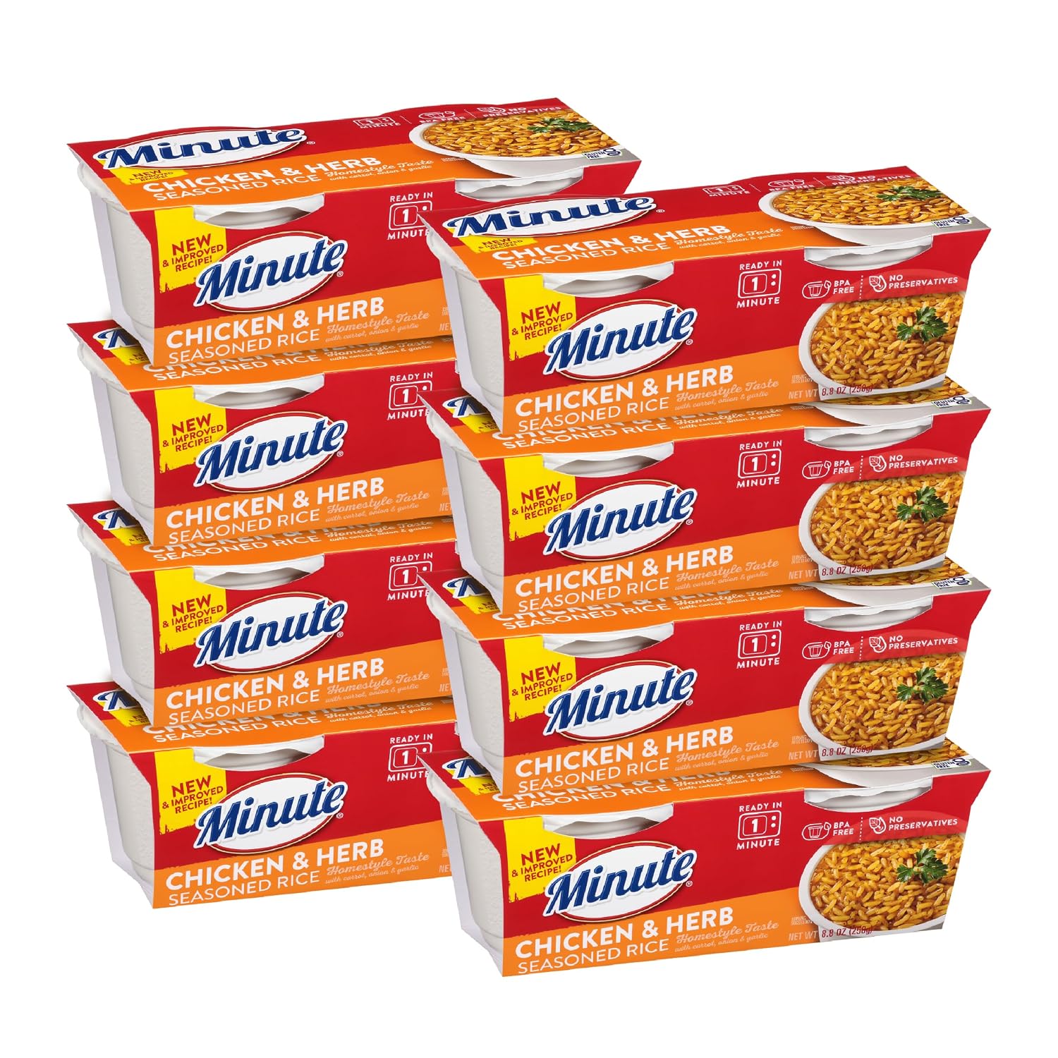 Minute Ready-to-Serve Chicken Rice Cups, Instant Rice, (8)-Count Pack