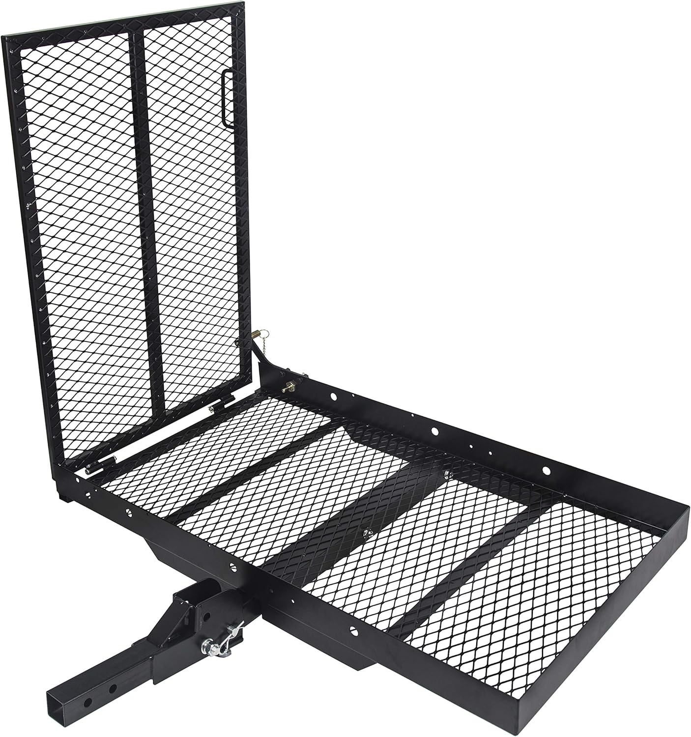 ECOTRIC 46.2 x 26.8 x 38.7 inch Hitch Cargo Carrier w/Ramp Foldable 500 Lbs Capacity Hitch Mount Steel Wheelchair Carrier Mobility Scooter Ramp 2" Hitch Receiver for SUV Truck Van Car