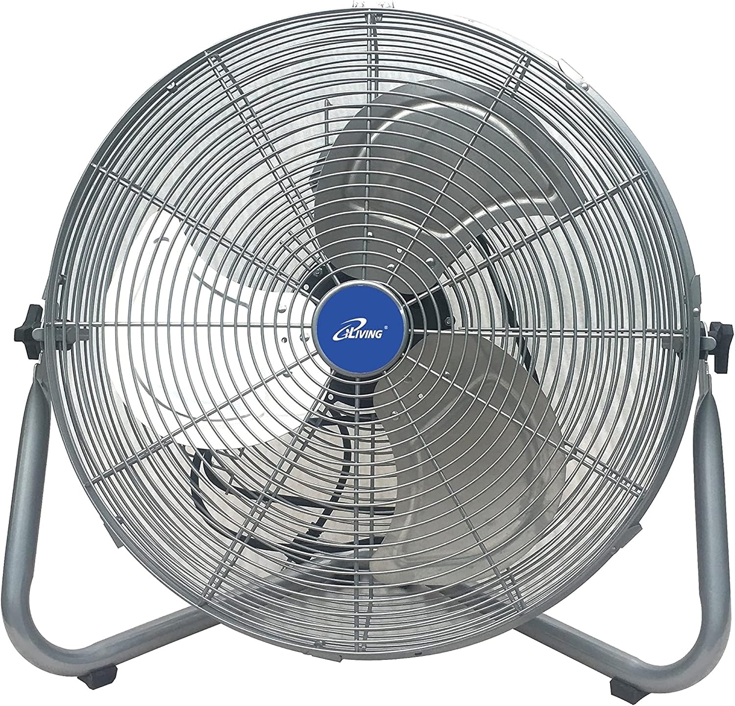 iLIVING 20 Inch 7500 CFM Turbo High Velocity Floor Fan, 3-Speed Heavy Duty Metal Fan for Office, Commercial, Workstation, Greenhouse, Garage, Warehouse, Shop Attic Use, Silver, UL Listed