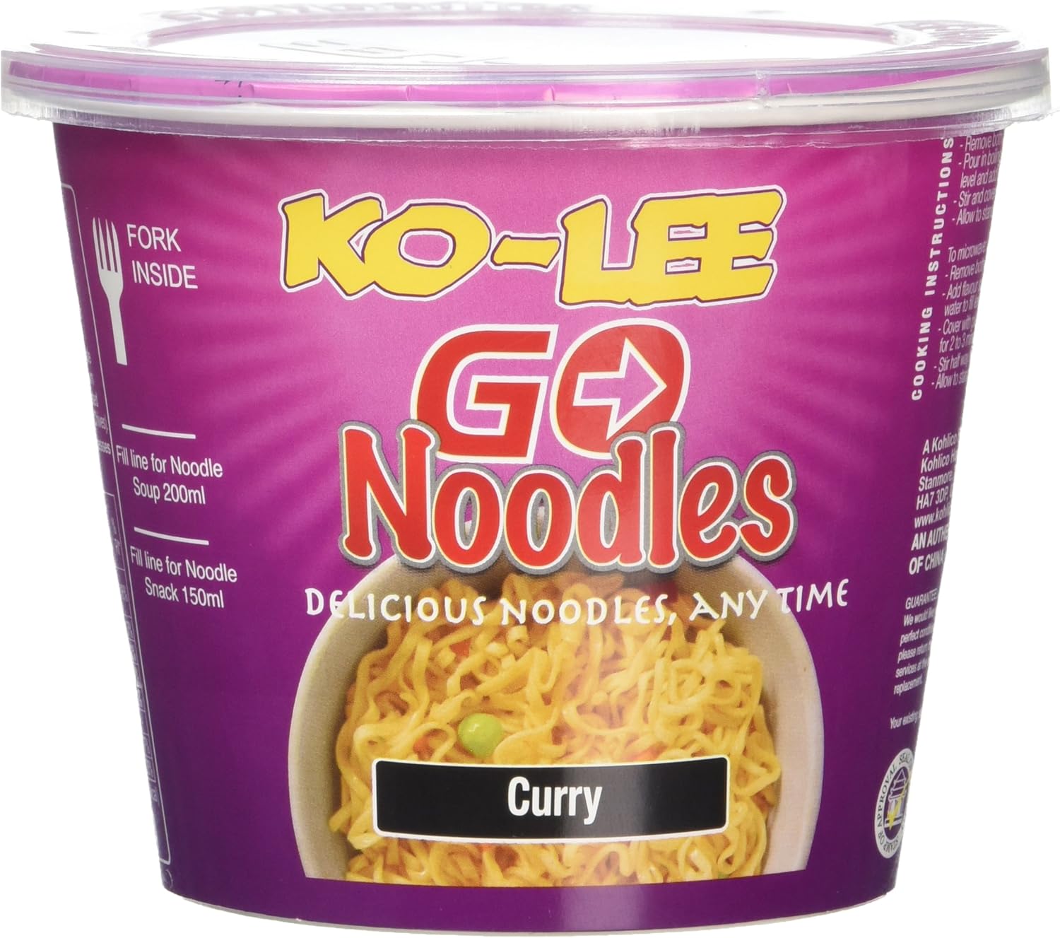 Ko-lee Go Cup Noodles Curry Flavour 65 g (Pack of 6)