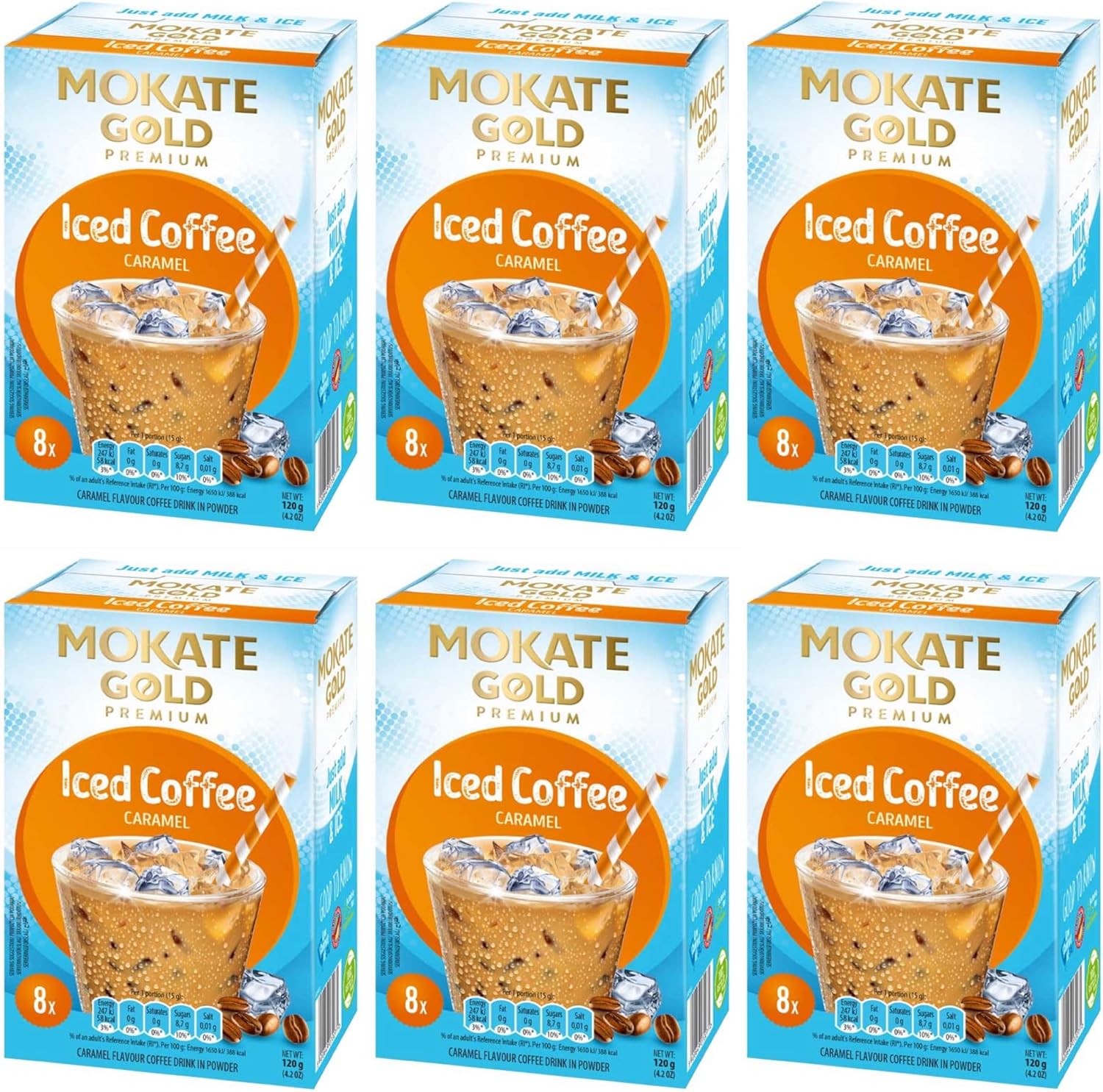 Mokate Gold Premium iced coffee Caramel 6 boxes x 8 sachets total 48