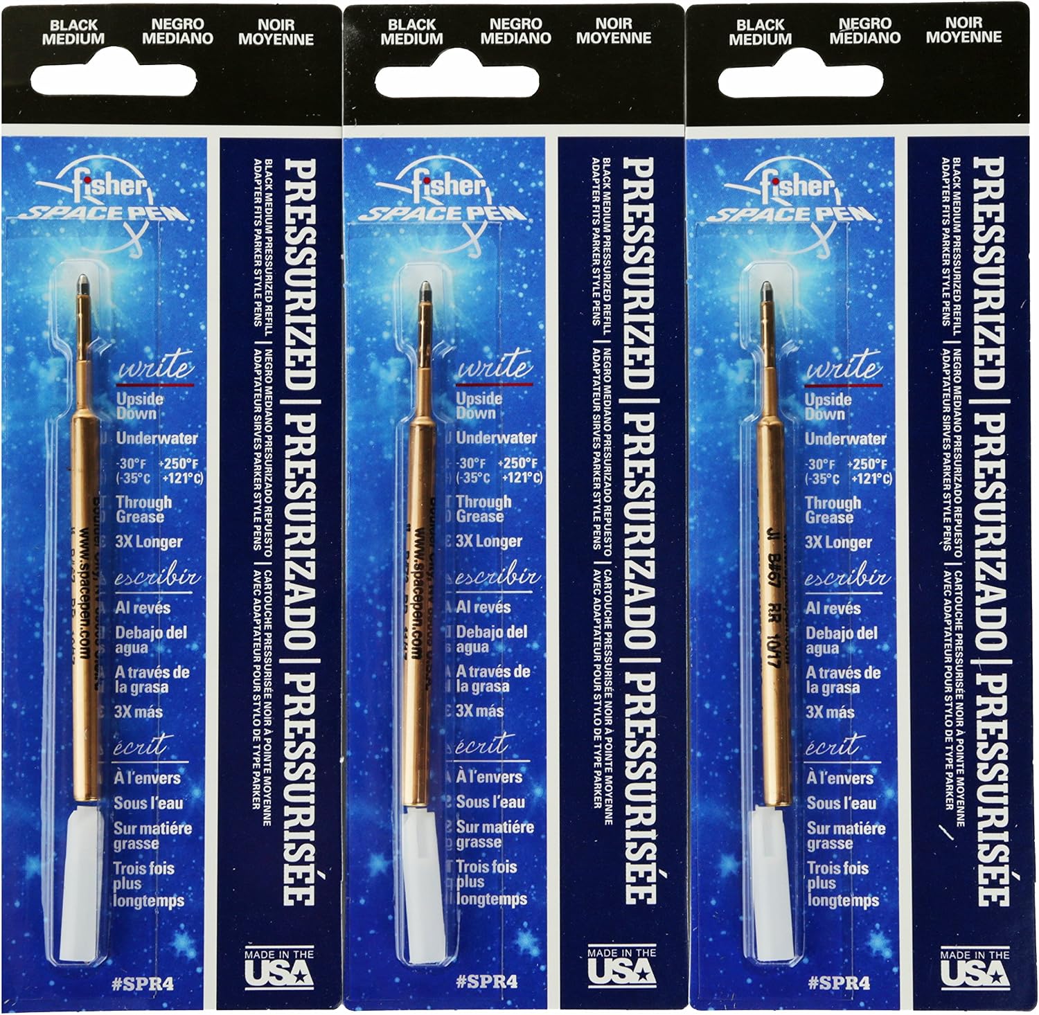 Fisher Space Pen 3 Pack Black SPR4 Refills for Bullet