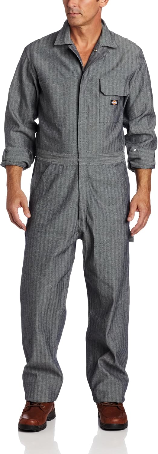 Dickies Men's Long Sleeve Cotton Coverall, Fisher Stripe, X-Large/Tall