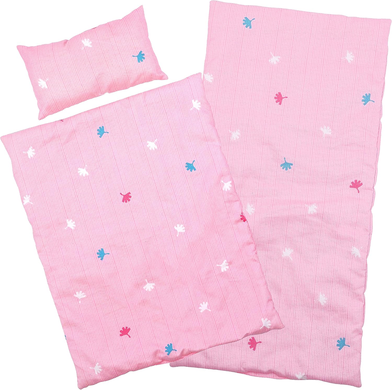 The Magic Toy Shop Bibi Doll - Doll Bedding Set, 3 Piece Quilt Pillow and Mattress Set for Baby Doll Cot, Pram, Cradle Suitable For Up To 20'' Dolls