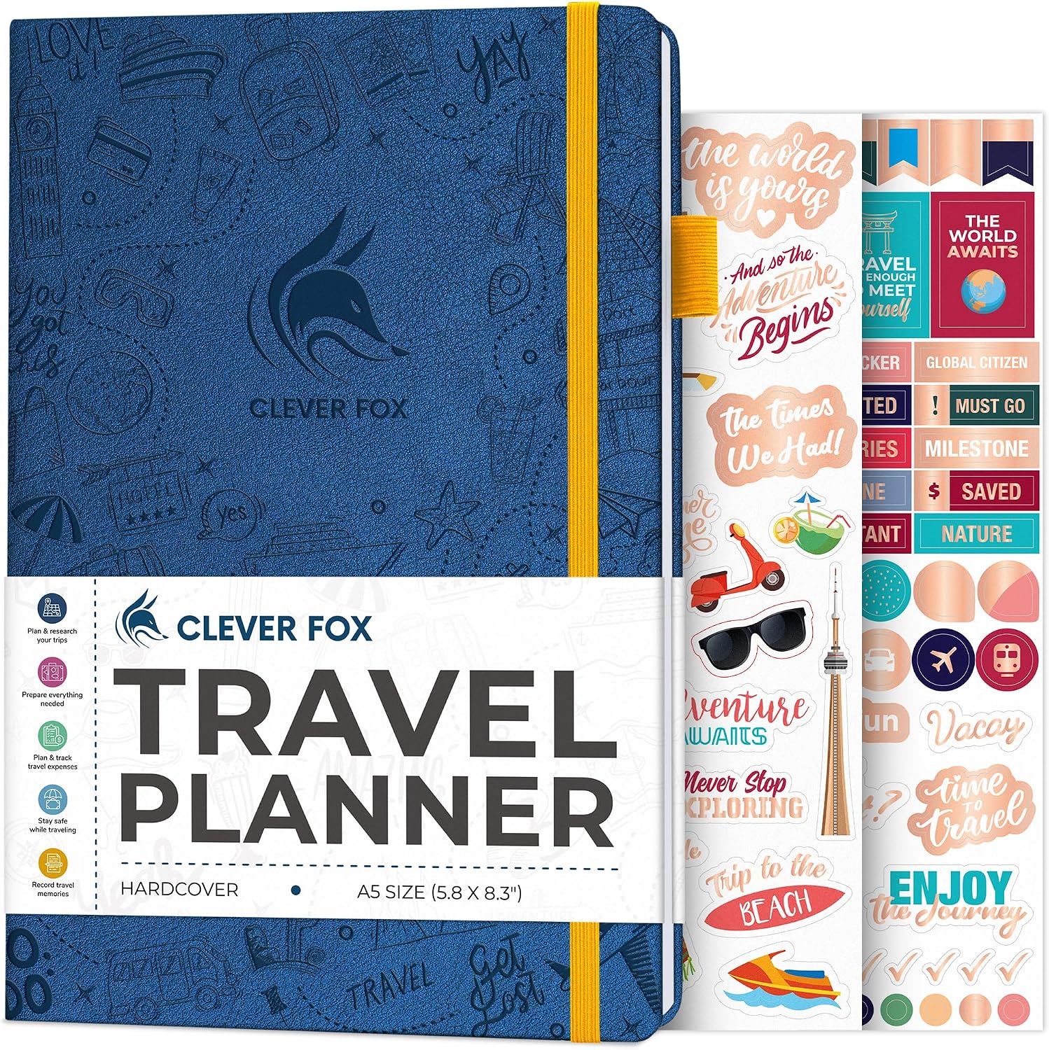 Clever Fox Travel Journal, Vacation Planner Organizer A5 Mystic Blue