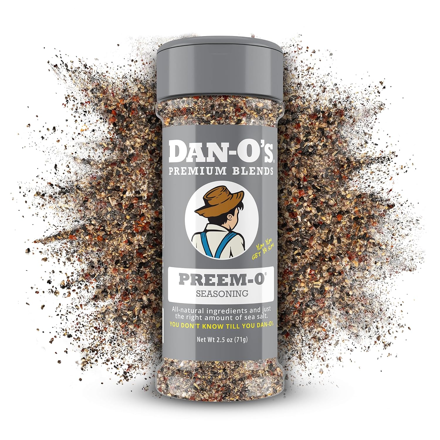 Dan-O's Preem-O Seasoning, 2.5 oz Bottle, Meat Seasoning for Steak, Ribs, Chicken, Brisket and More, Sugar Free, Zero Calorie, Use this Spice Blend to Craft a Marinade, Dry Rub or Sauce