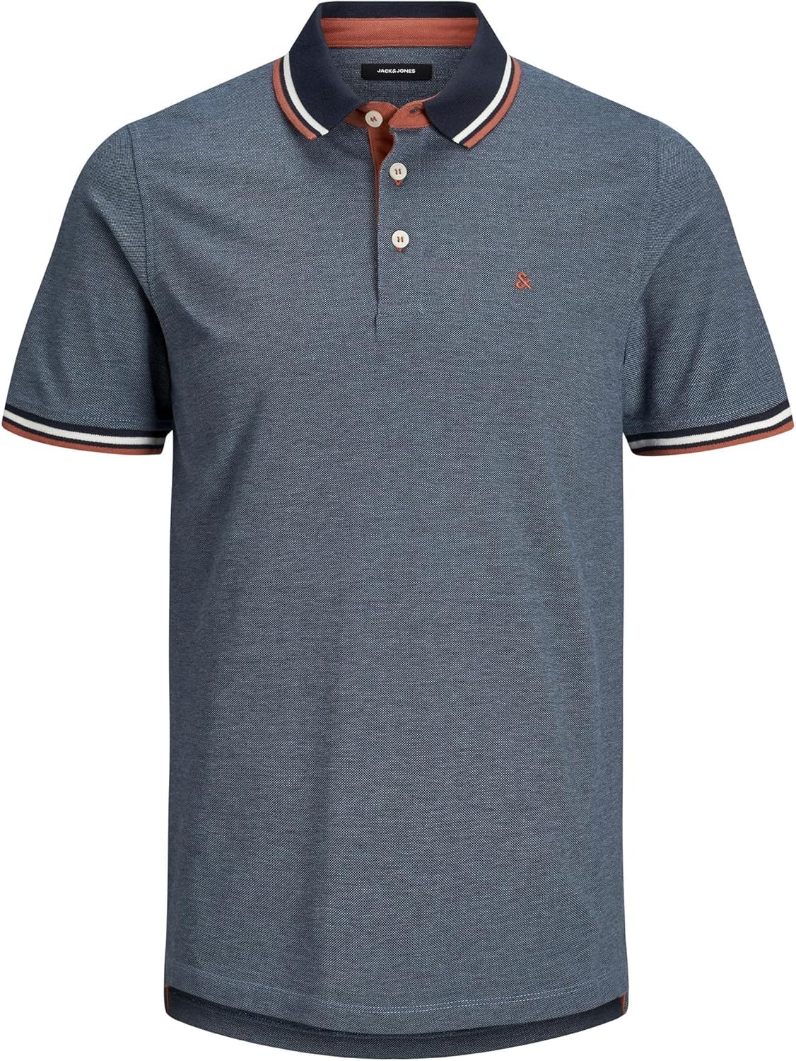 JACK & JONES Mens Paulos Tipped Pique Short Sleeve Polo