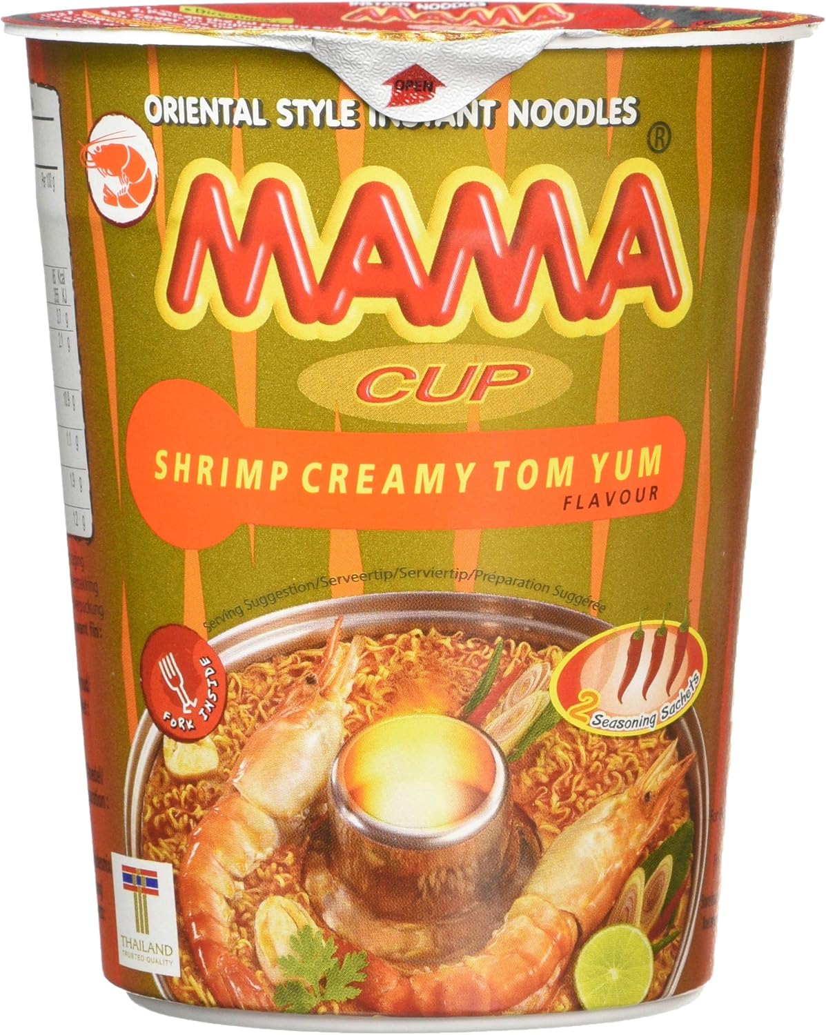 Mama Instant Cup Noodle with Creamy Shrimp Tom Yum Flavor 70 g - Pack of 12