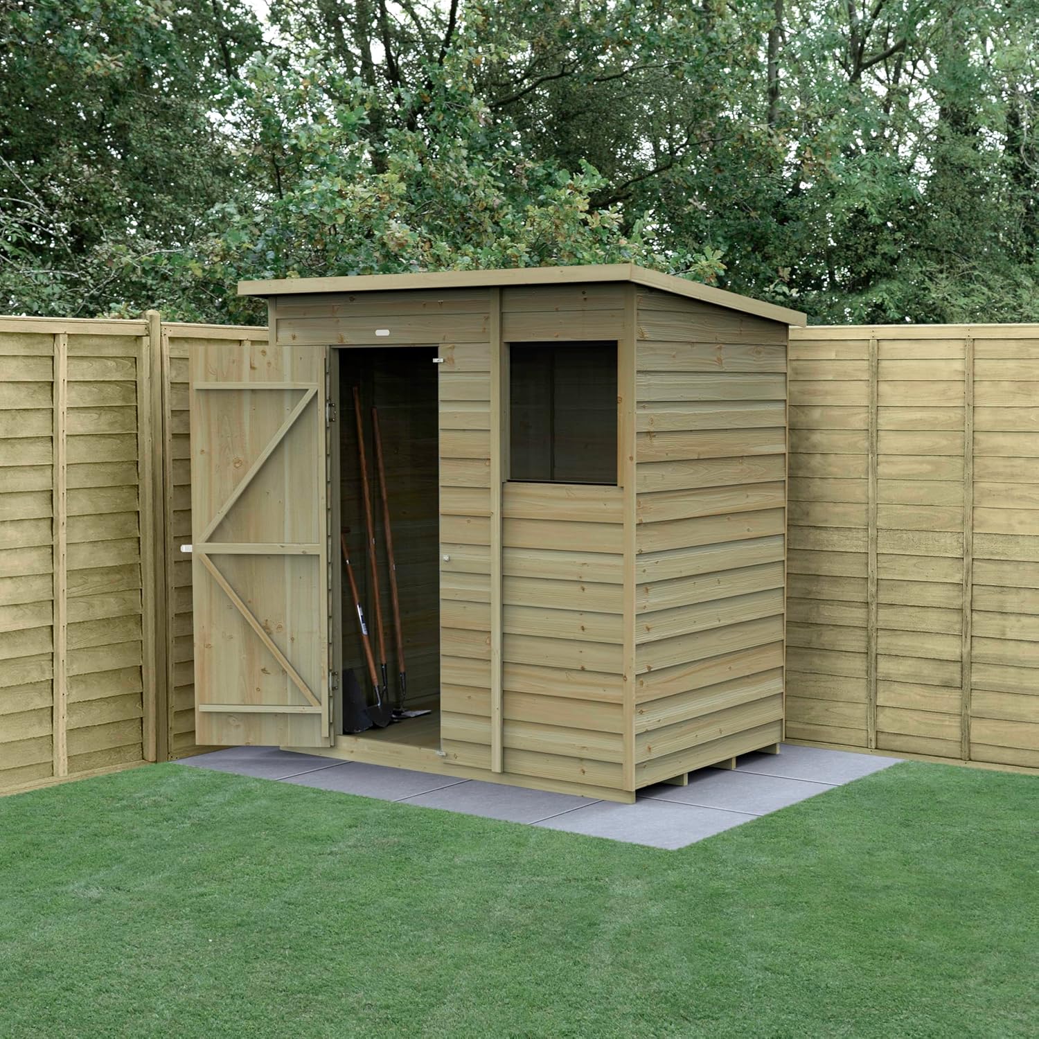 Forest Garden 4LIFE Pent Shed 6x4 - Single Door - 1 Window