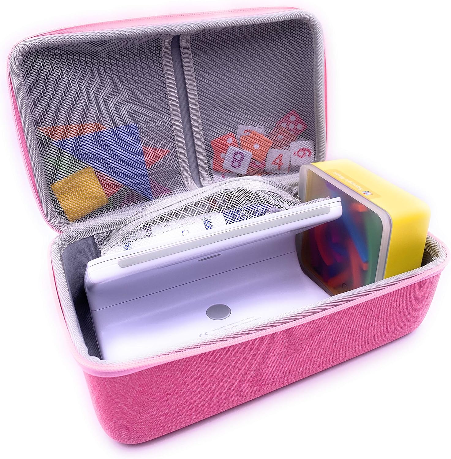Xcivi Hard Carrying Case for Osmo Fire Tablet Little Starter/Genius Starter Kit with Fire Tablet Base, Storage Organizer for OSMO Fire Base/Numbers/Words/Tangram (Pink)
